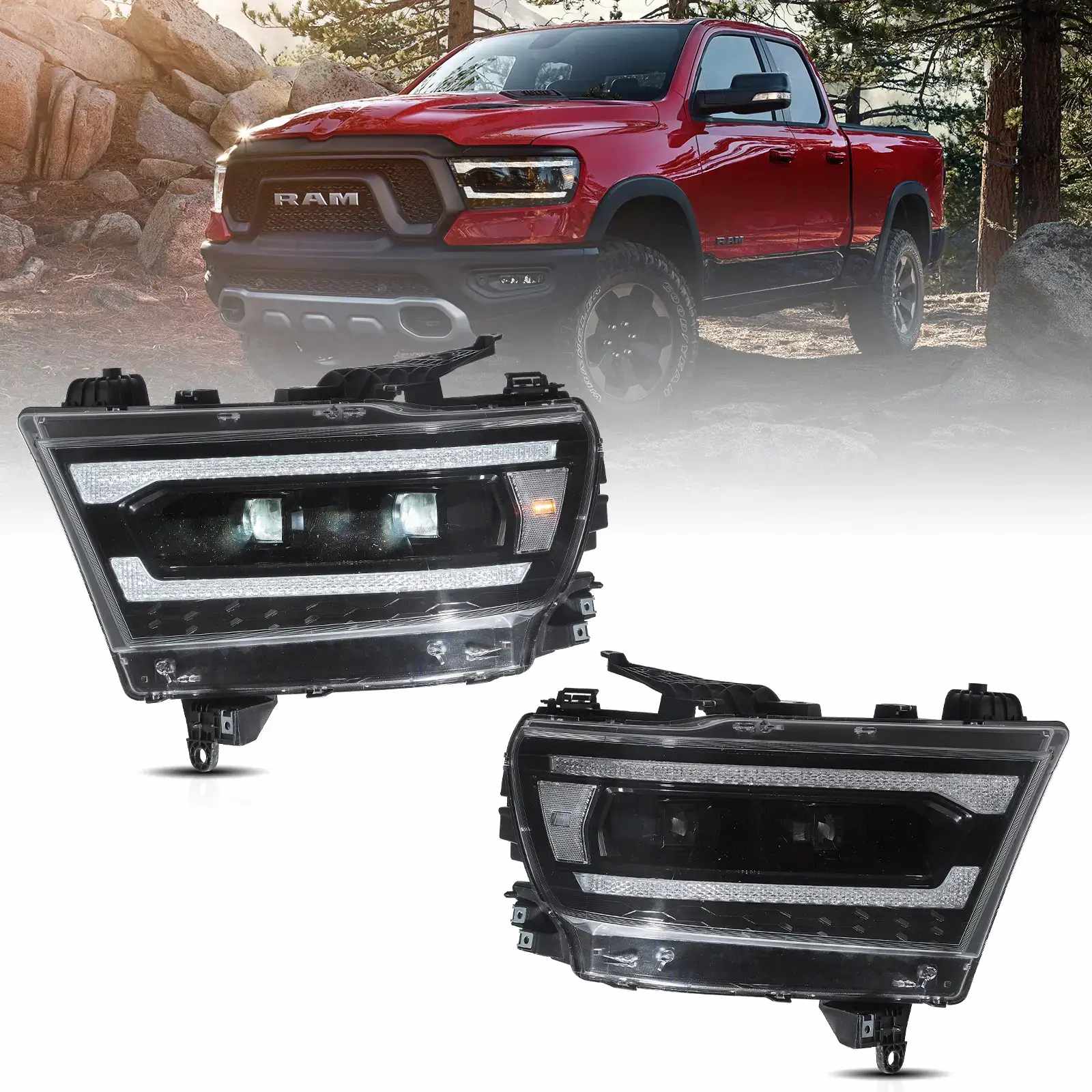 19-24 Ram 1500: LED Projector Headlights - Amber photo 3