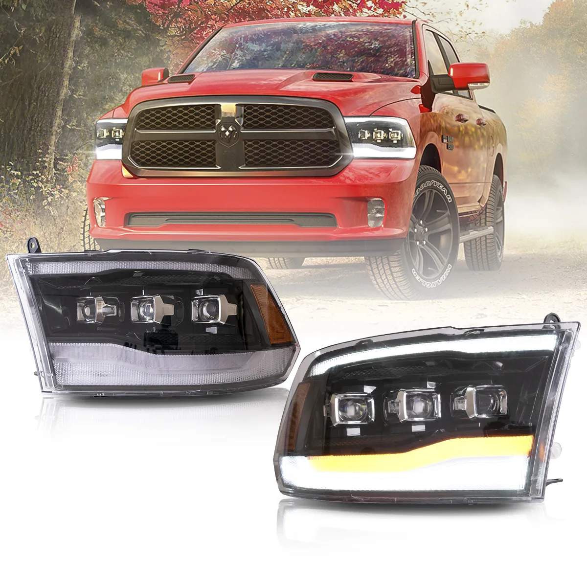 19-21 Ram 1500 Classic: LED Matrix Projector Headlights - Black/Clear photo 3