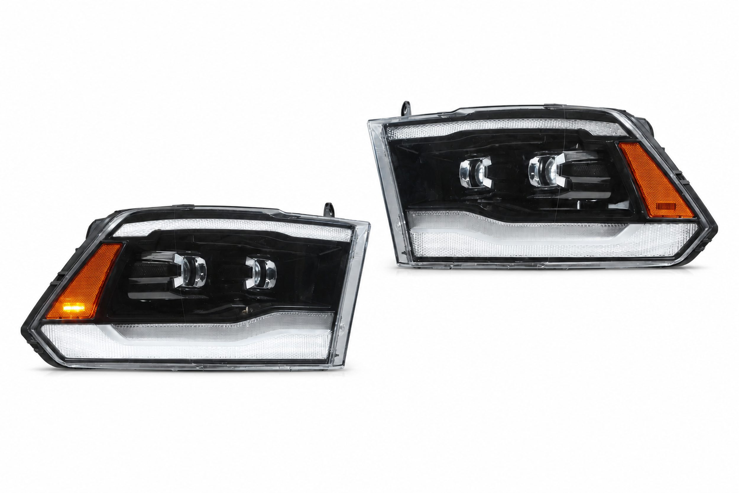 19-21 Ram 1500 Classic: LED Projector Headlights - Black/Amber