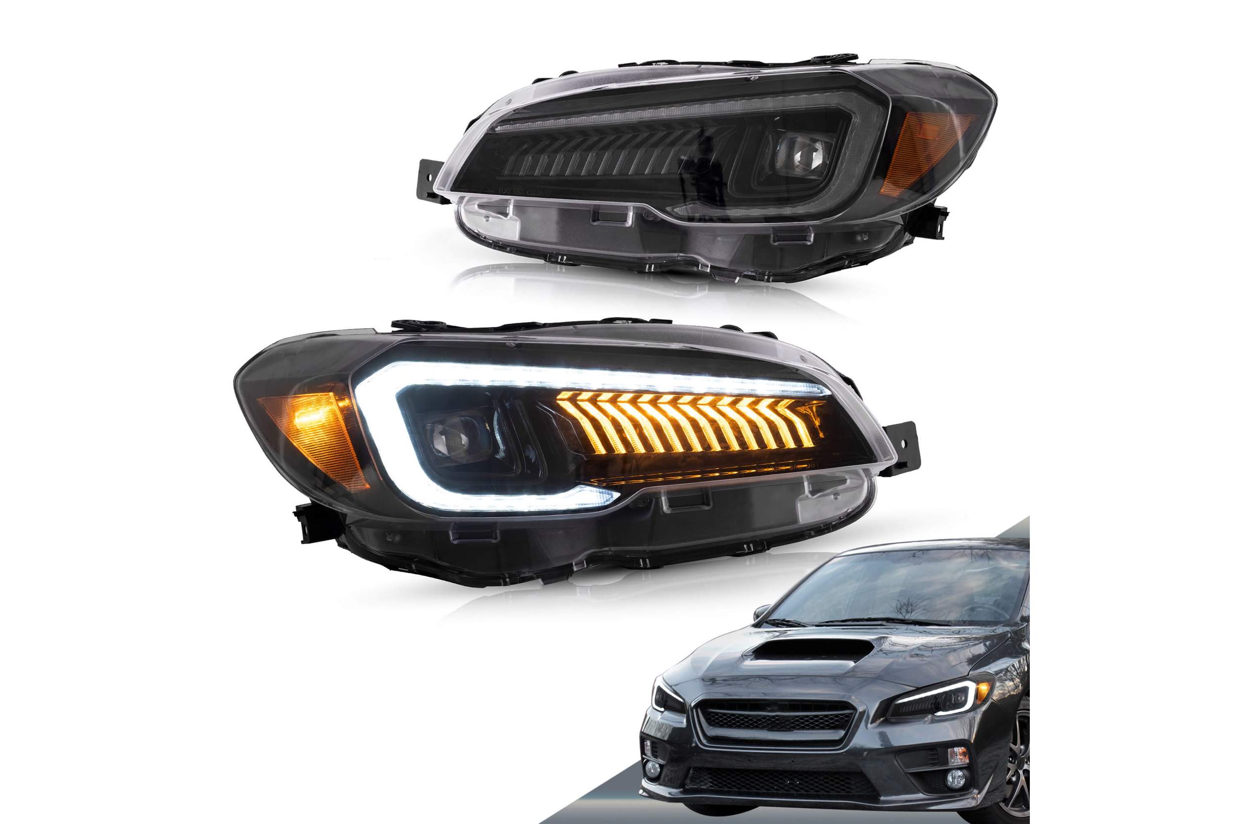 15-21 Subaru WRX: LED Projector Headlights - Black/Amber-Reflector photo 4