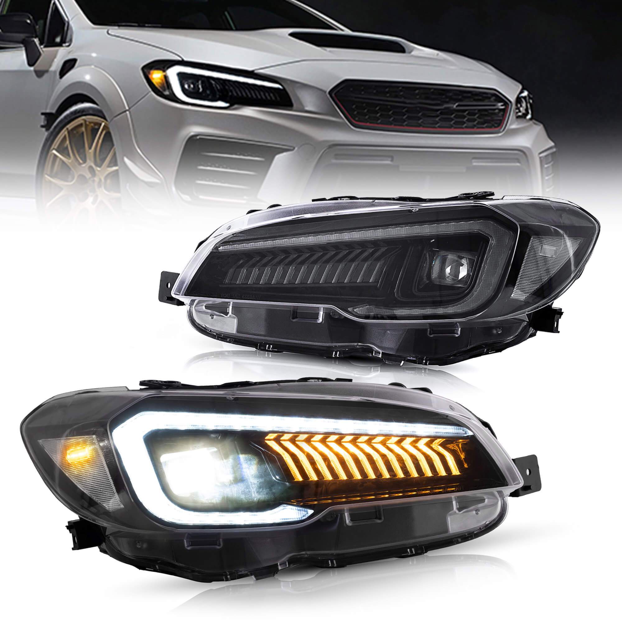 15-21 Subaru WRX: LED Projector Headlights - Black/Amber-Reflector photo 2