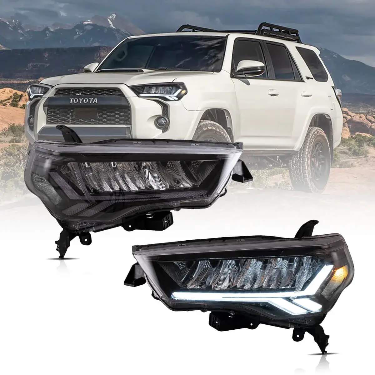 14-24 Toyota 4Runner: LED Headlights - Chrome/Amber photo 2