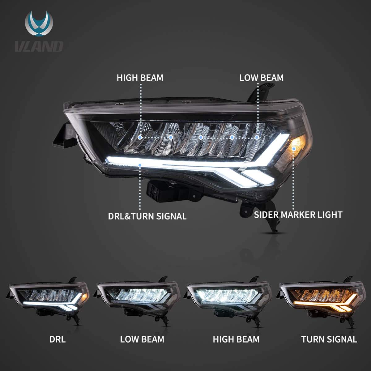 14-24 Toyota 4Runner: LED Headlights - Chrome/Clear photo 4