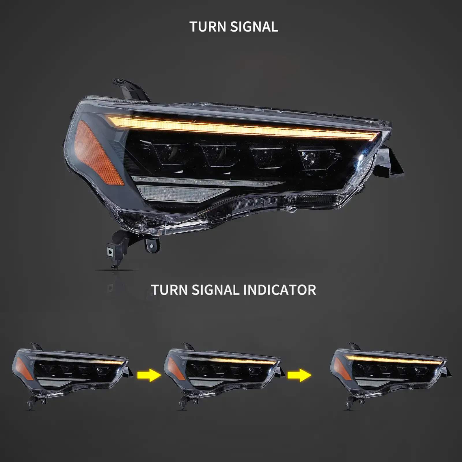 14-24 Toyota 4Runner: LED Projector Headlights 4-Piece - Black photo 2