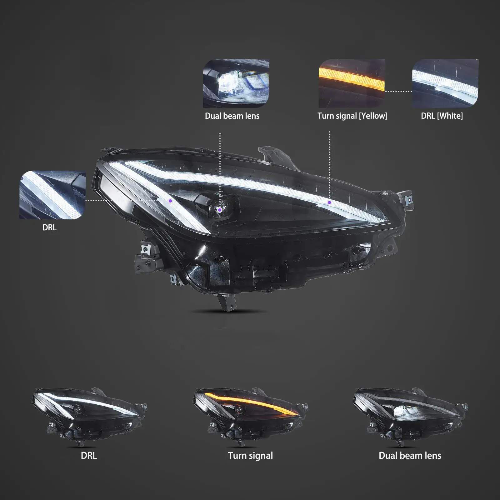 22-24 Toyota GR86: LED Projector Headlights - Black photo 4