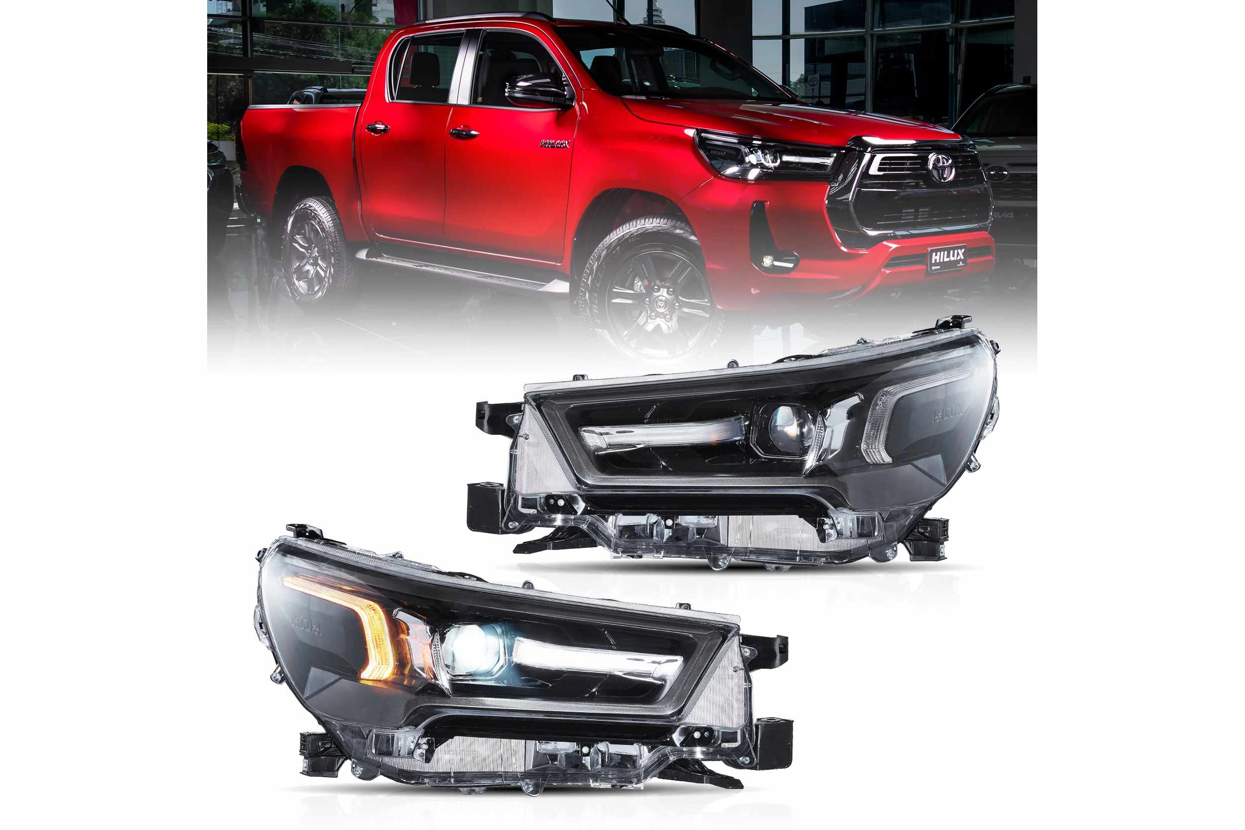 21-26 Toyota Hilux: LED Projector Headlights - Black photo 2
