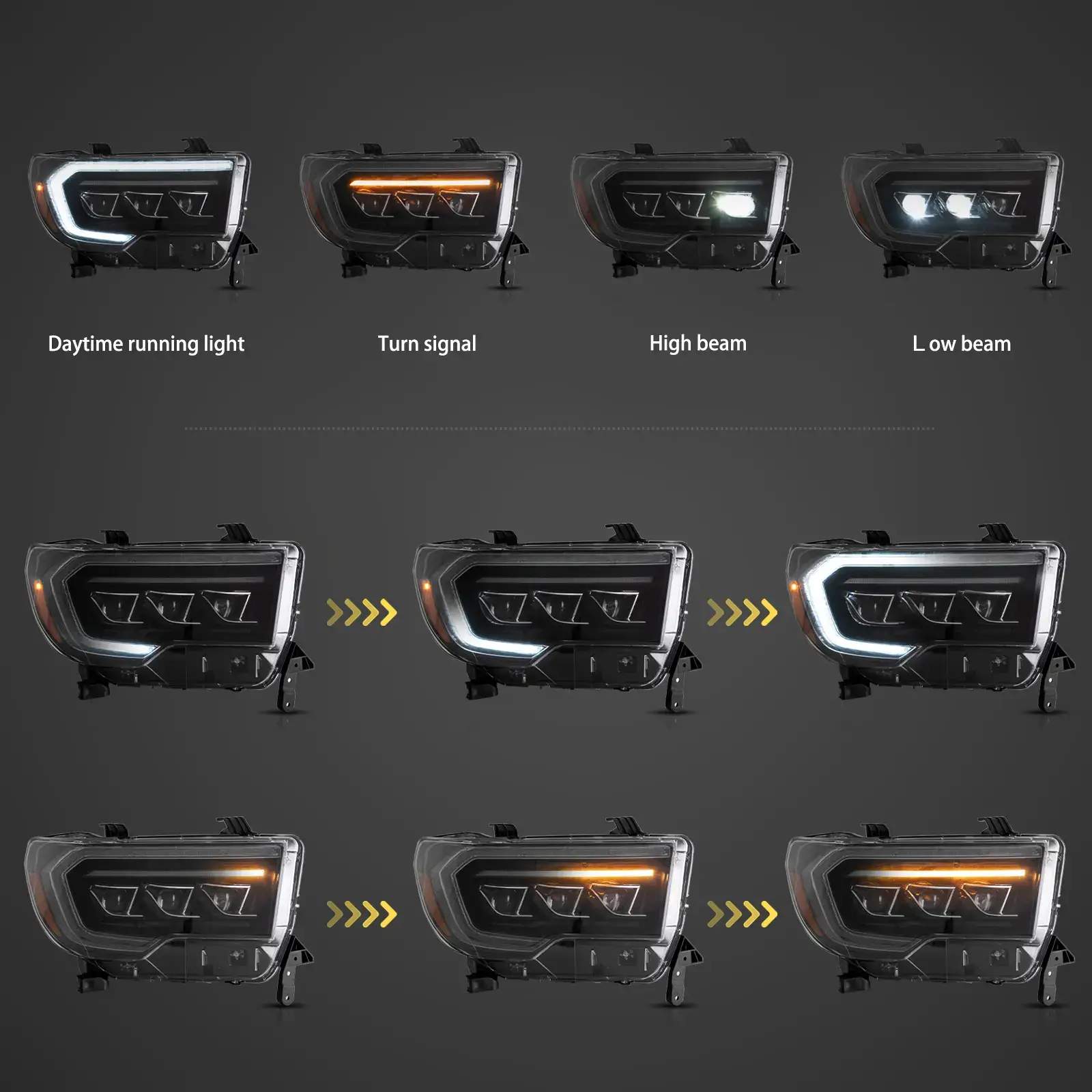 08-21 Toyota Sequoia: LED Matrix Projector Headlights - Black photo 3