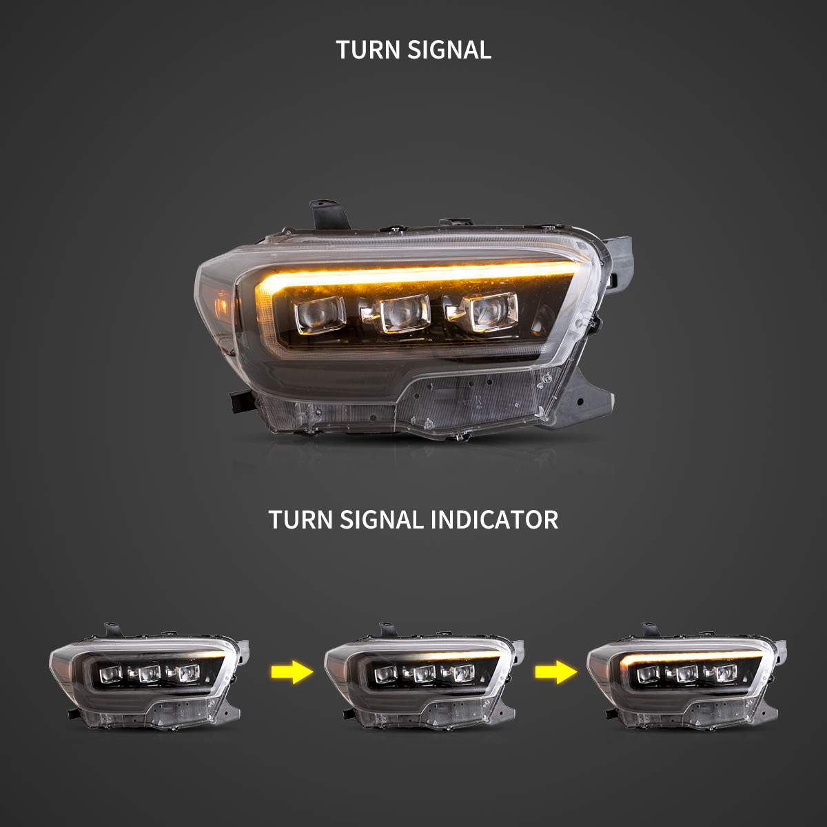 16-23 Toyota Tacoma: LED Projector Headlights - Black/Amber photo 3