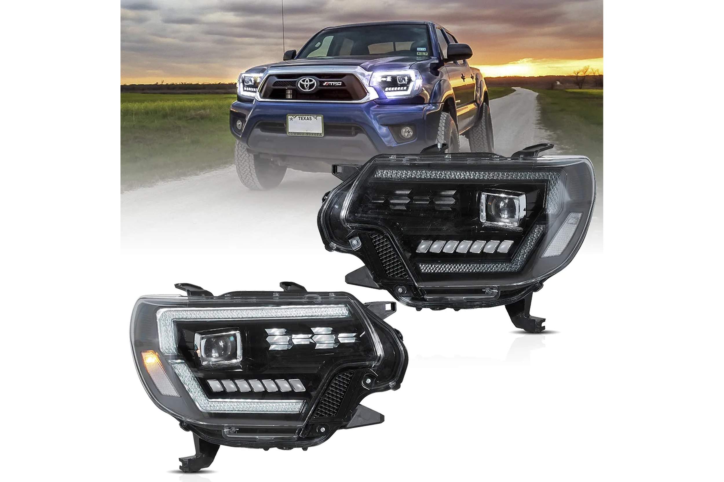 12-15 Toyota Tacoma: LED Projector Headlights - Black photo 2