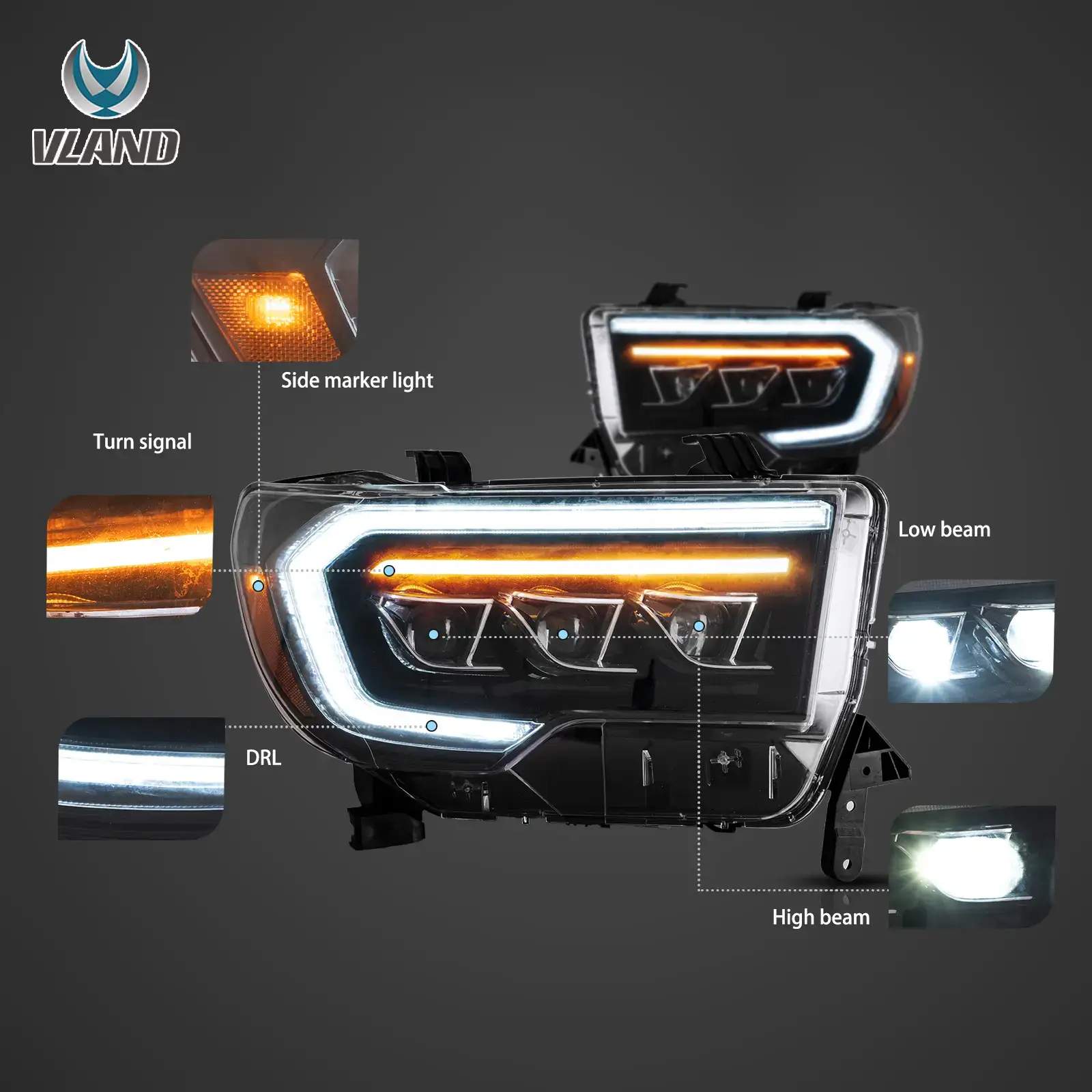07-13 Toyota Tundra: LED Matrix Projector Headlights - Black photo 2