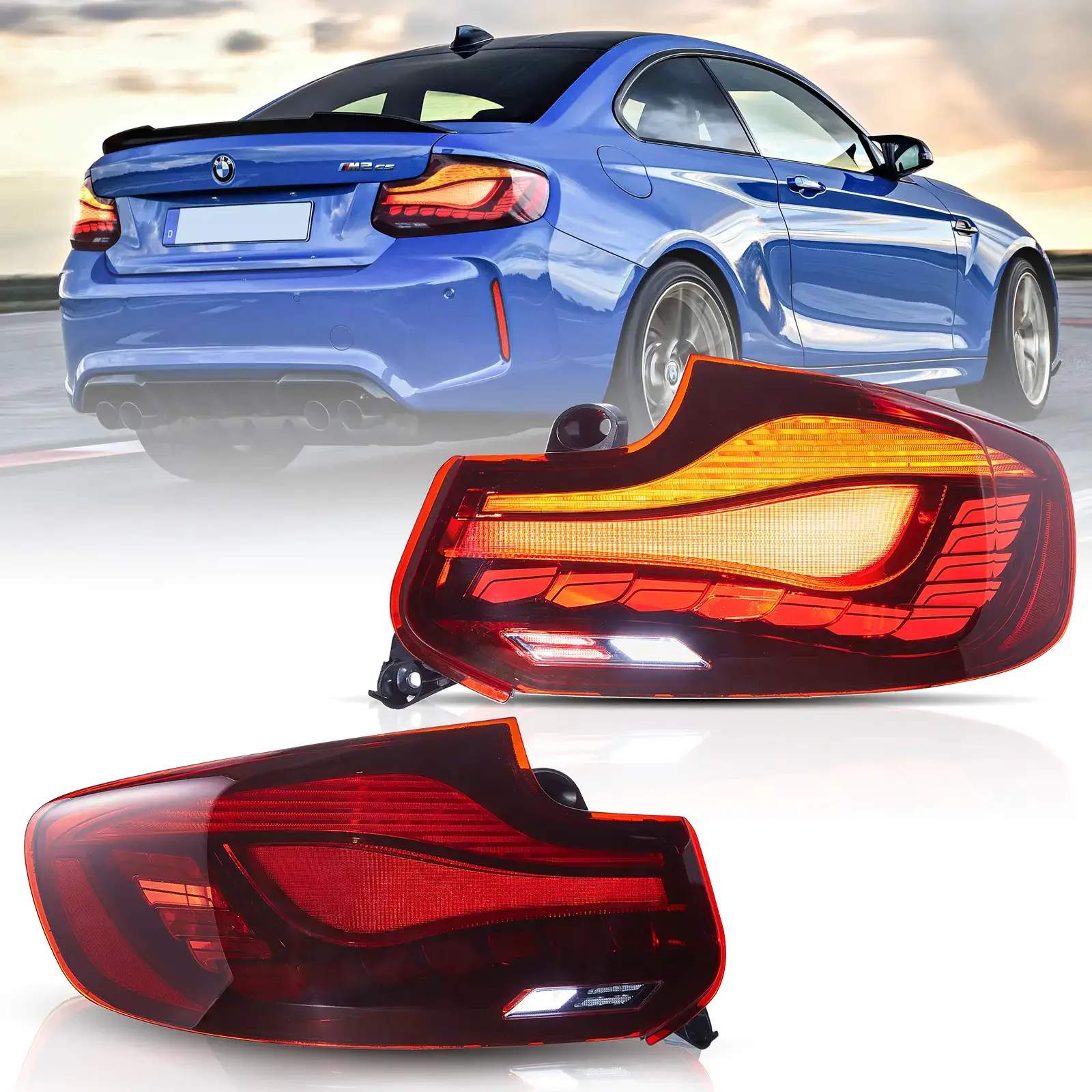 14-21 BMW 2-Series: OLED Tail Lights - Red/Clear photo 2