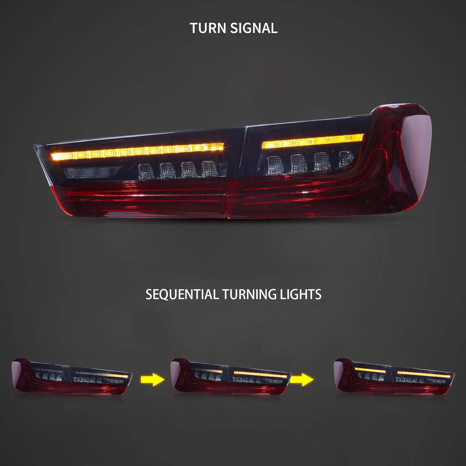 19-24 BMW 3-Series: LED Laser Tail Lights - Red/Smoked photo 4