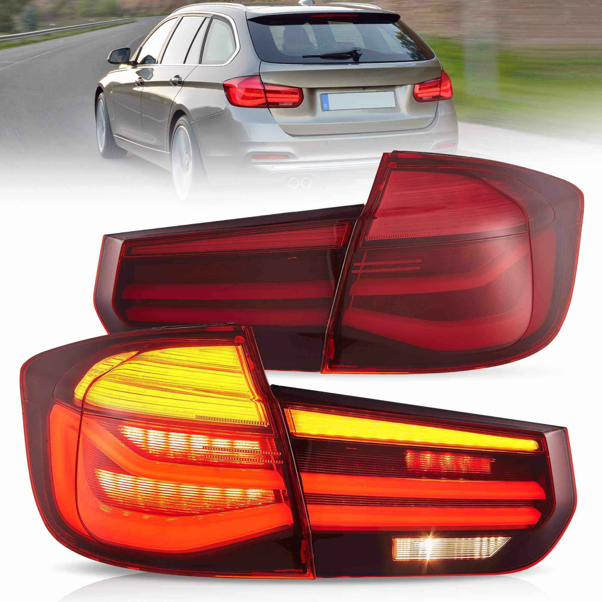 14-19 BMW 3-Series Touring: LED Tail Lights LCI Style - Smoked photo 3