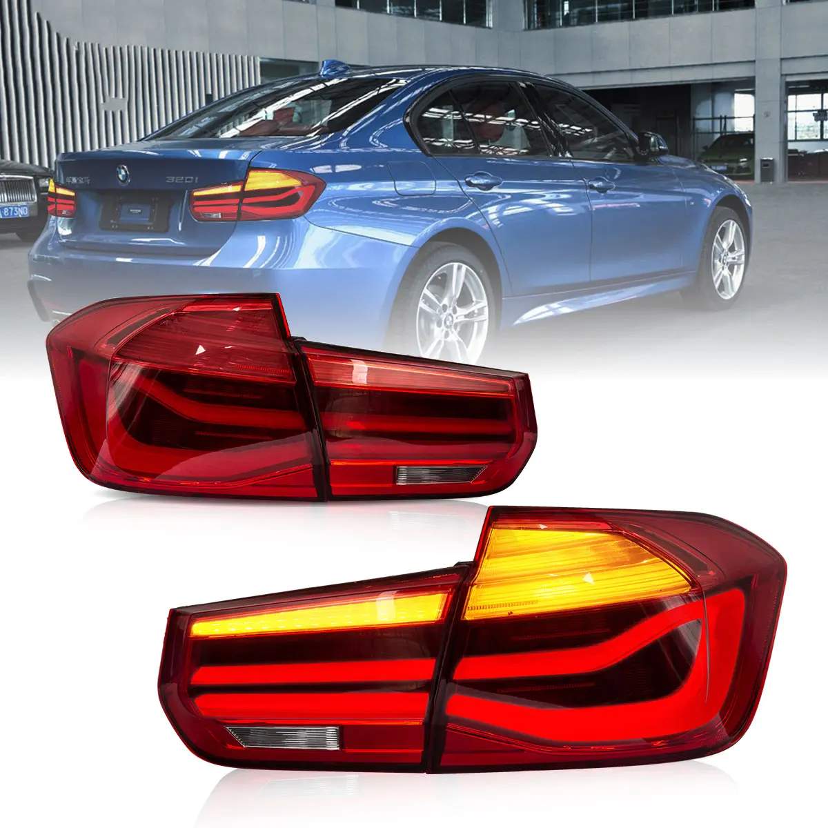 12-19 BMW 3-Series: LED Tail Lights - Amber/White/Black photo 3