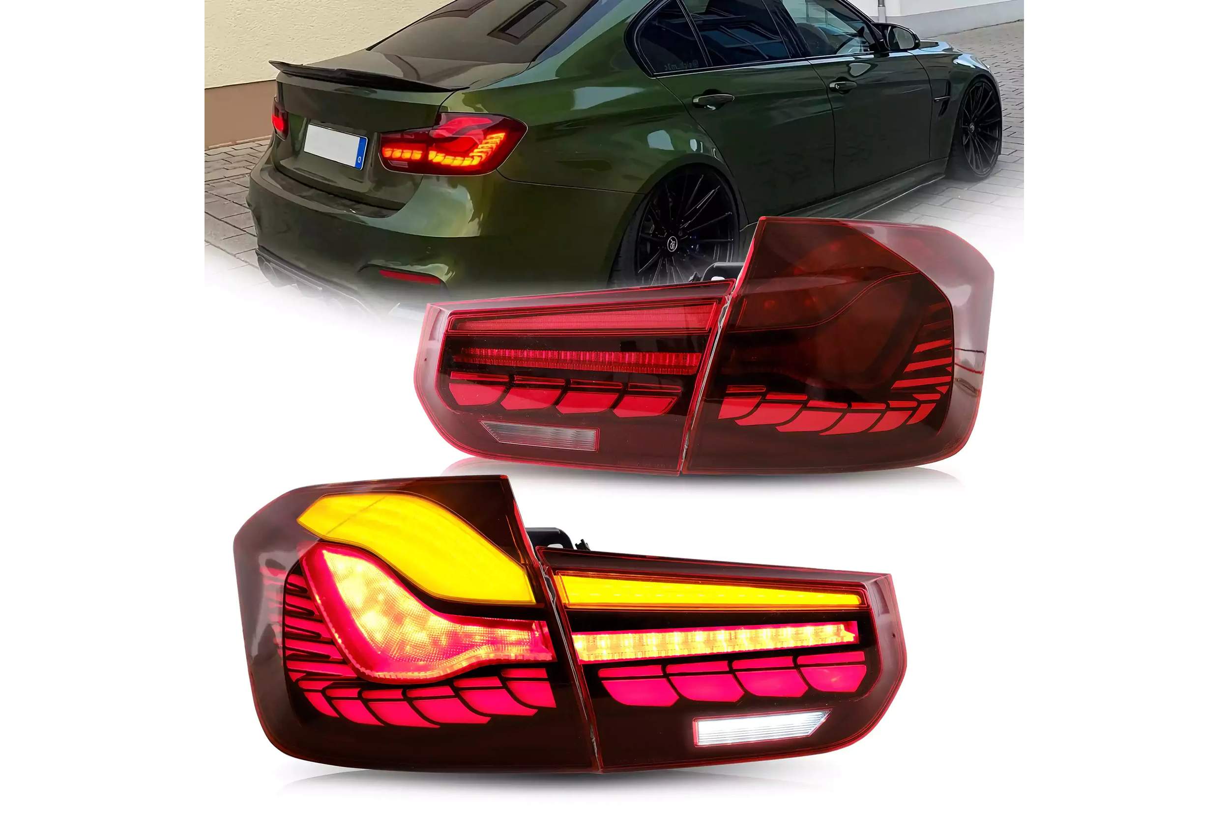 12-19 BMW 3-Series: LED Tail Lights GTS Style - Red/Clear photo 2