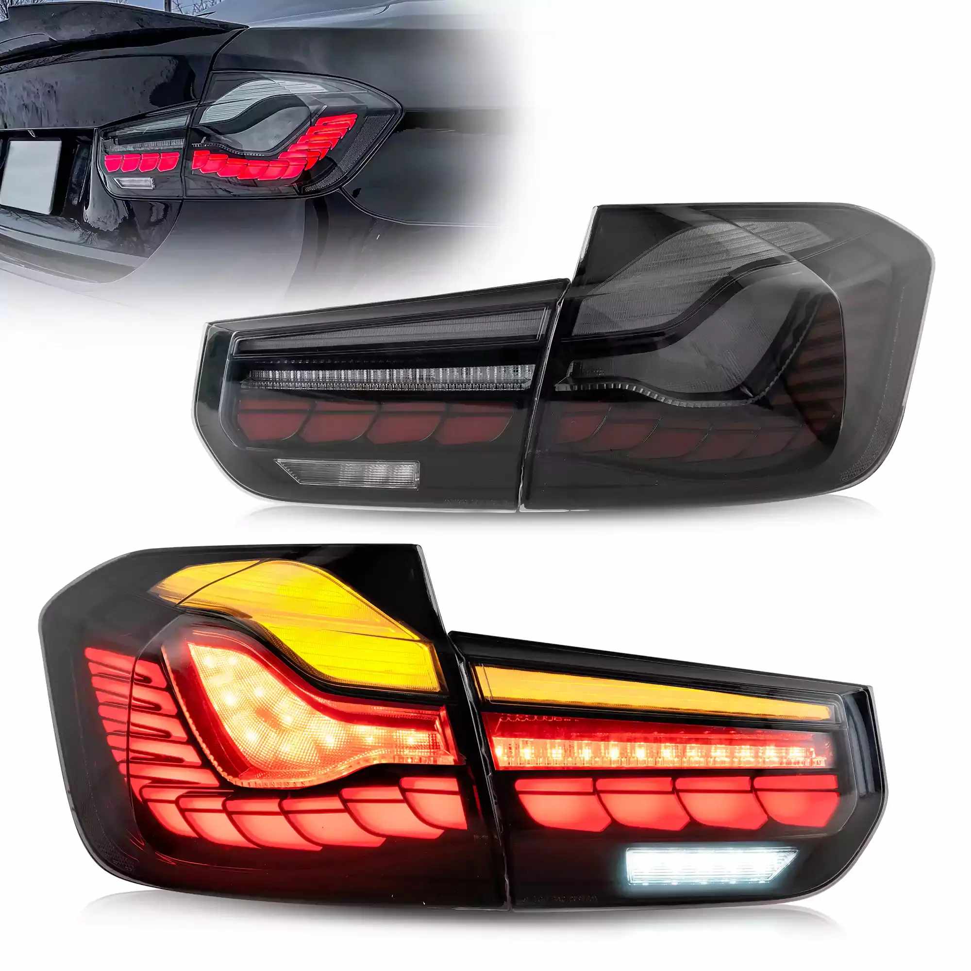 12-19 BMW 3-Series: LED Tail Lights GTS Style - Red/Clear photo 3