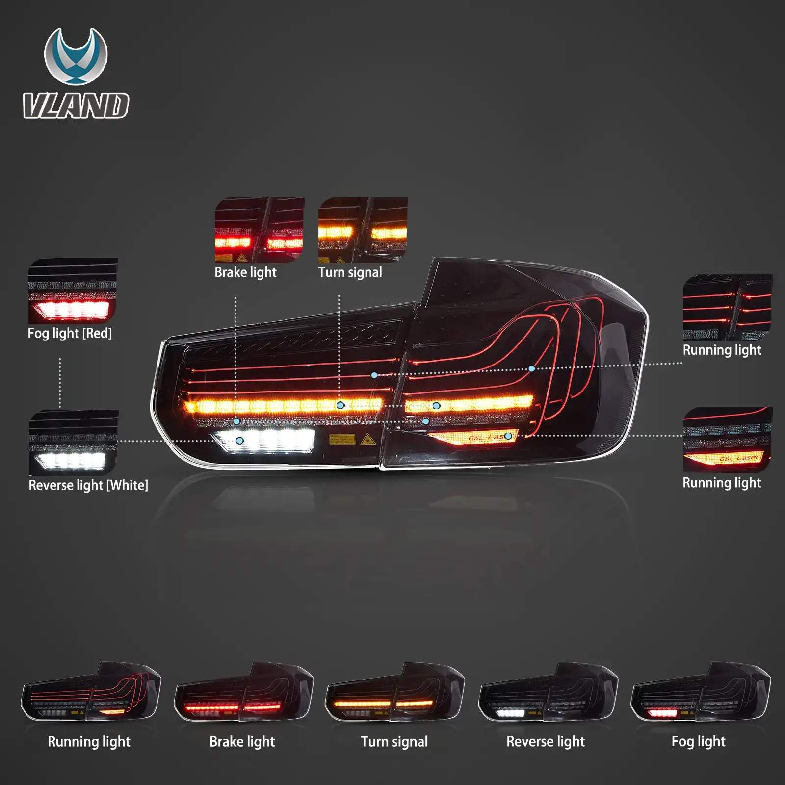 12-19 BMW 3-Series: LED Laser Tail Lights - Smoked photo 4