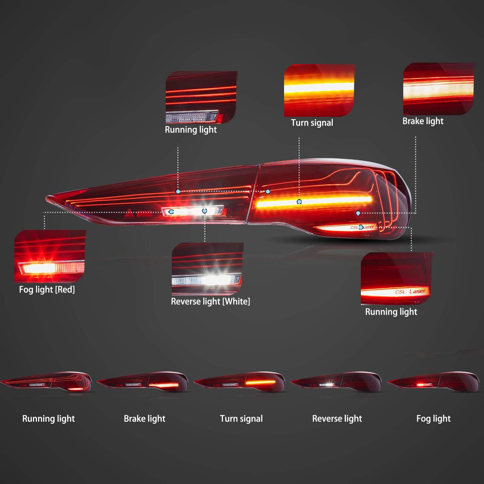 21-26 BMW 4-Series: LED Laser Tail Lights - Smoked photo 2