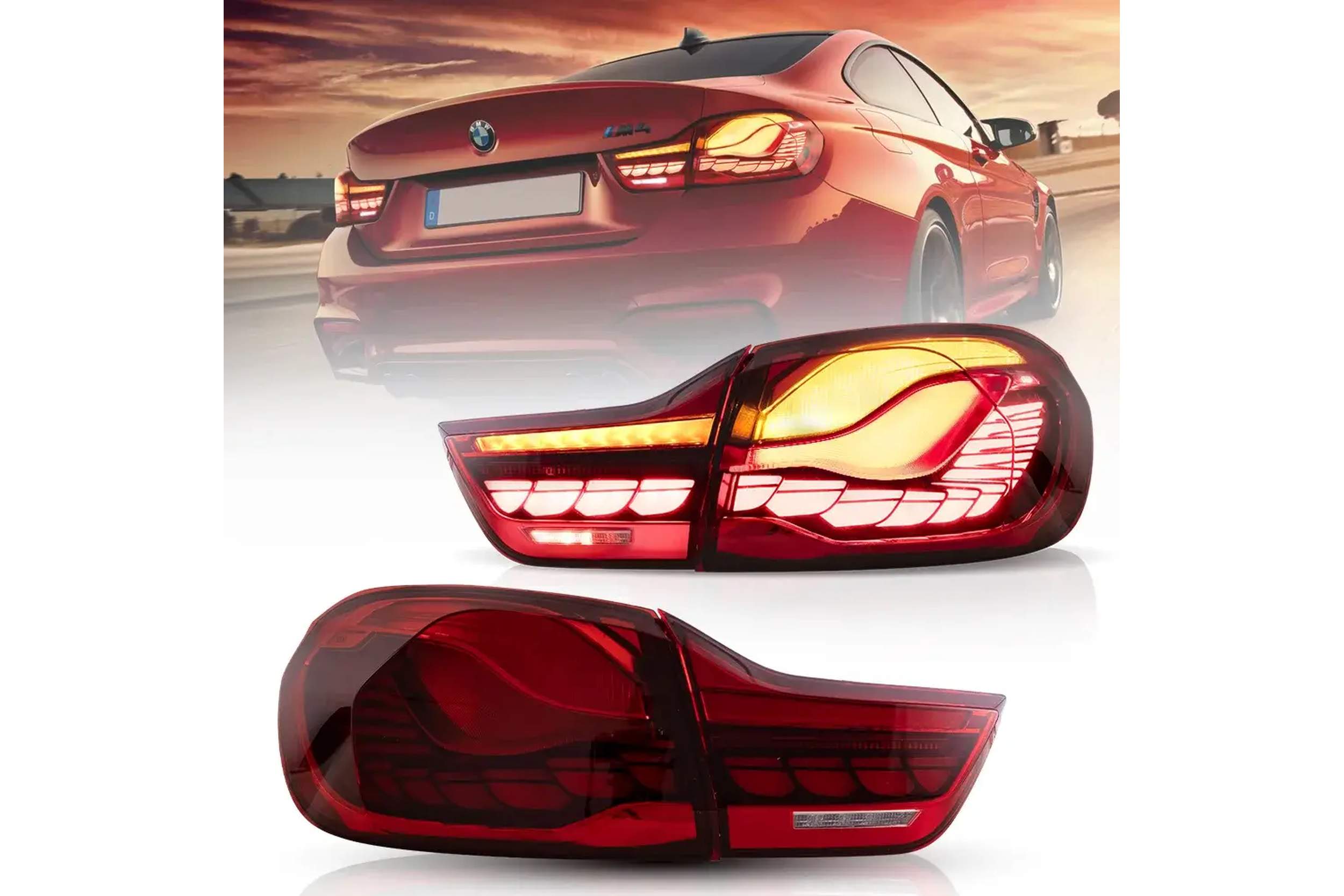 14-20 BMW 4-Series: LED Tail Lights GTS Style - Red/Clear photo 2