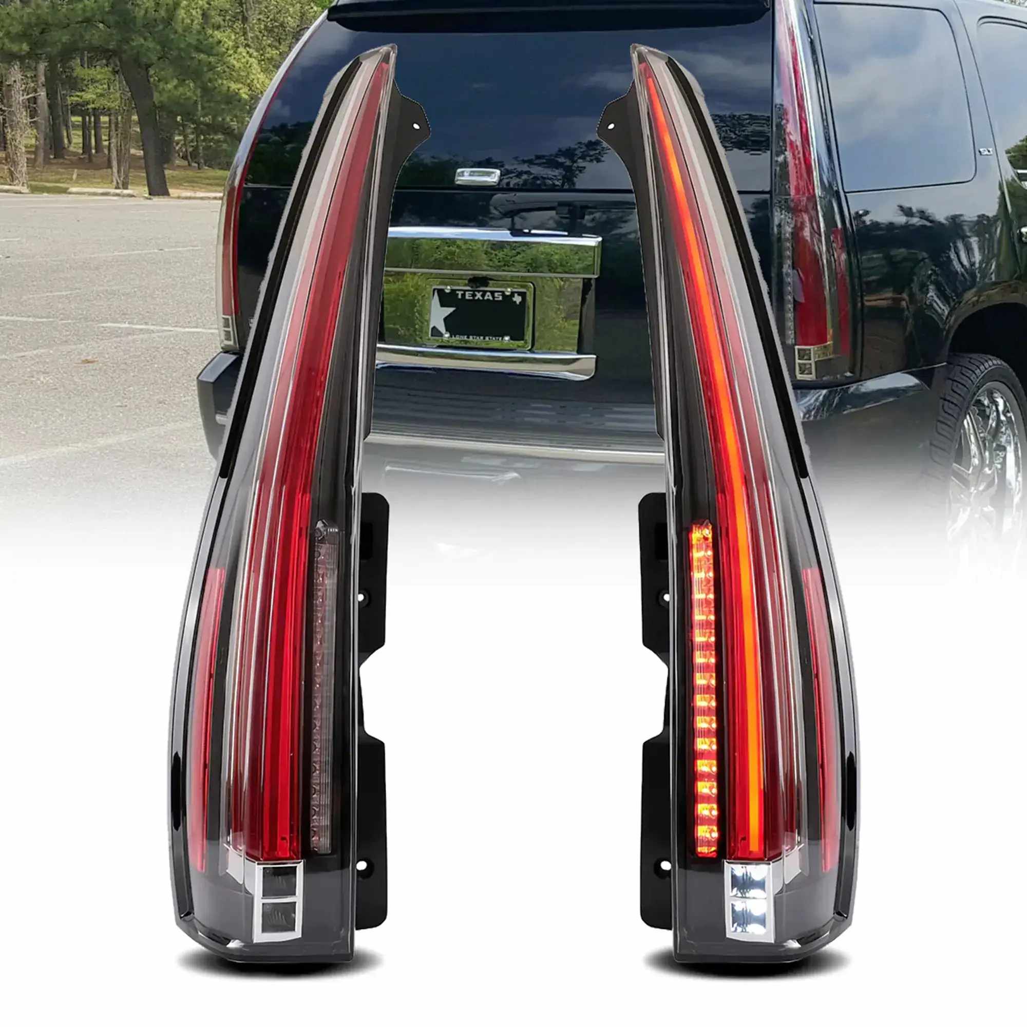07-14 Cadillac Escalade: LED Tail Lights - Clear/Red photo 2