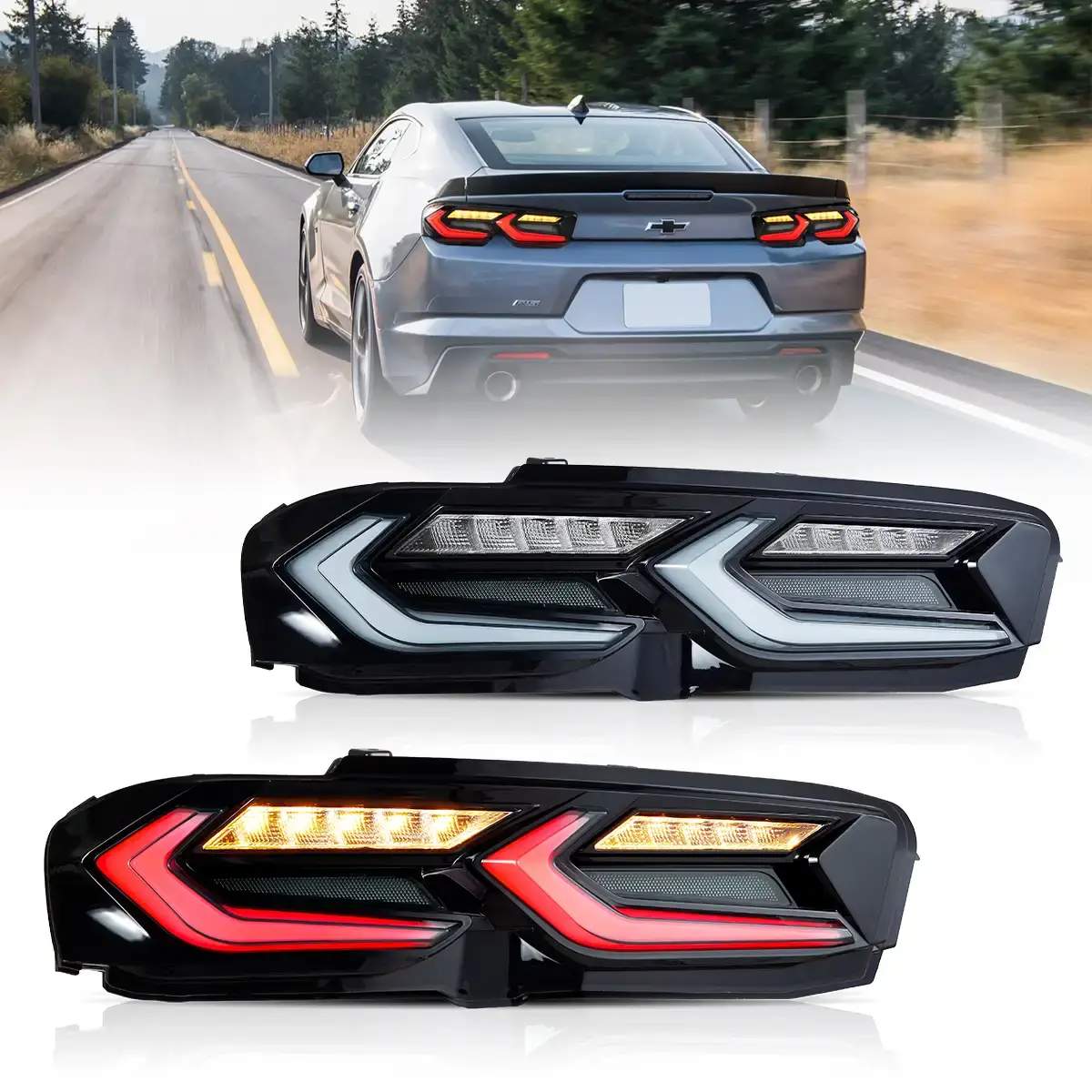 19-24 Chevrolet Camaro: LED Tail Lights - Red/Clear photo 3