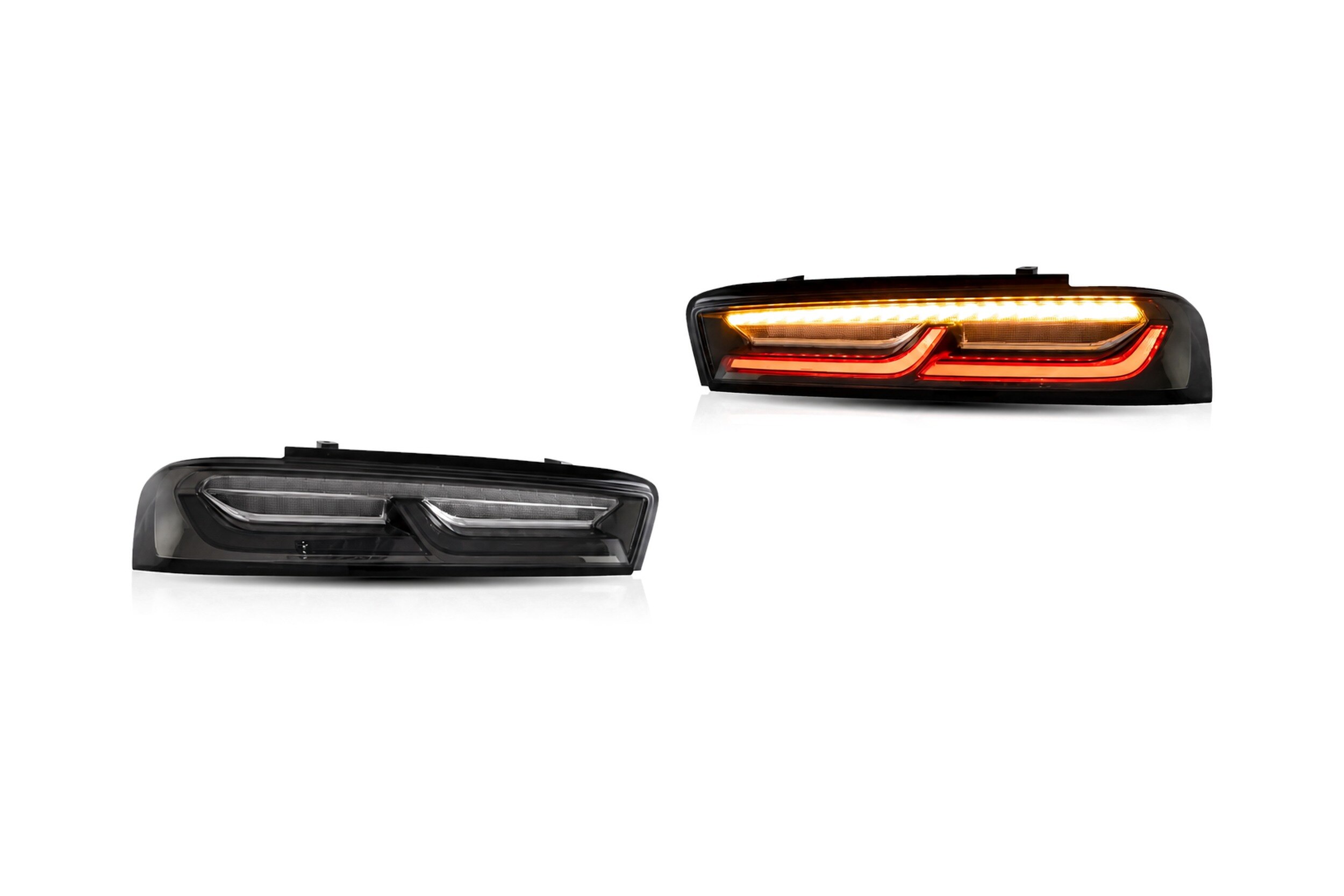 16-18 Chevrolet Camaro: LED Tail Lights - Smoke-Clear/Amber-Turn-Signal