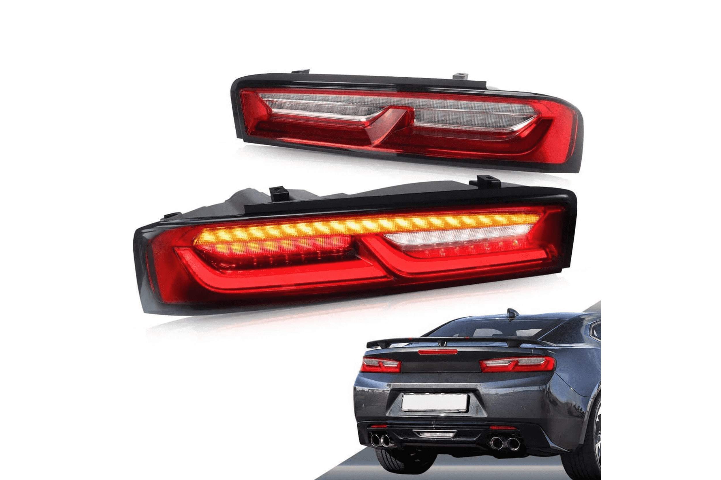 16-18 Chevrolet Camaro: LED Tail Lights Without Reverse Lights - Red/Clear photo 4