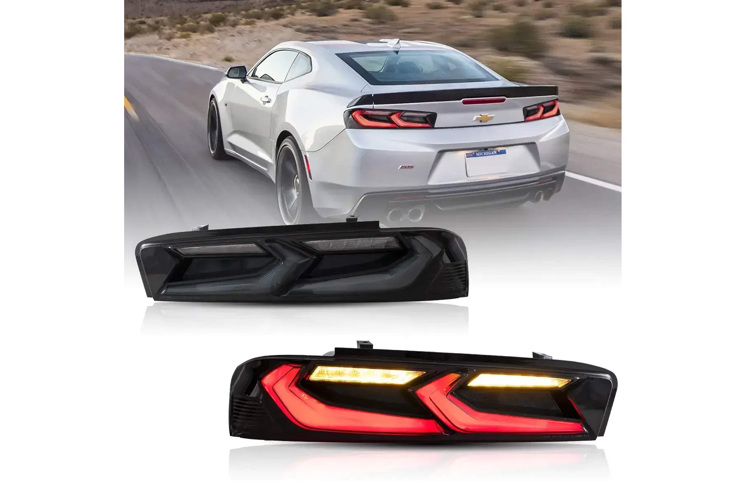 16-18 Chevrolet Camaro: LED Tail Lights Without Reverse Lights - Smoked photo 2