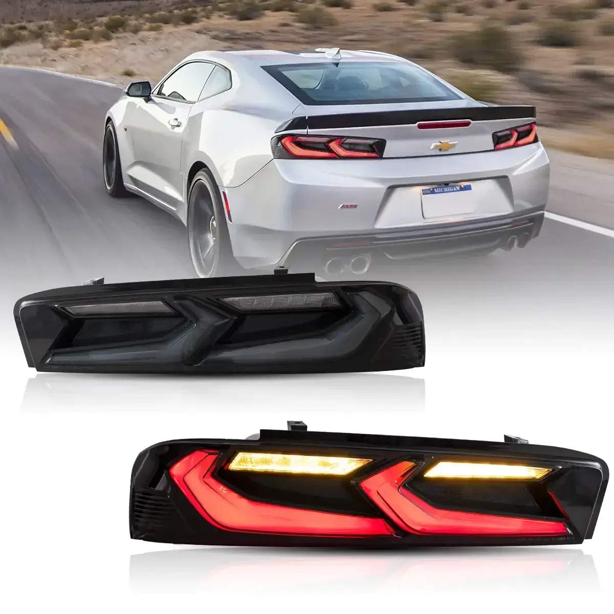 16-18 Chevrolet Camaro: LED Tail Lights - Clear/Red photo 3
