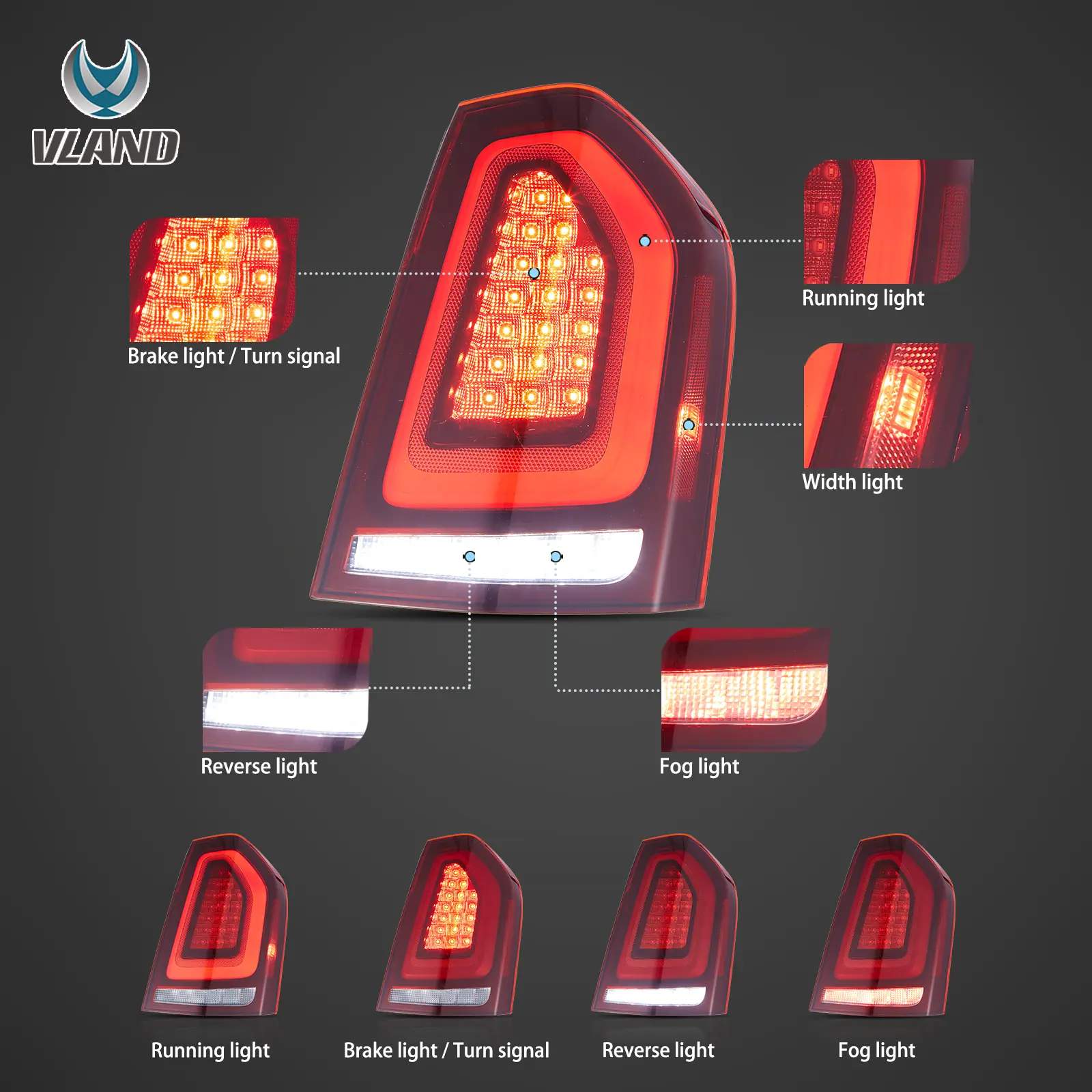 11-14 Chrysler 300: LED Tail Lights - Smoked photo 3