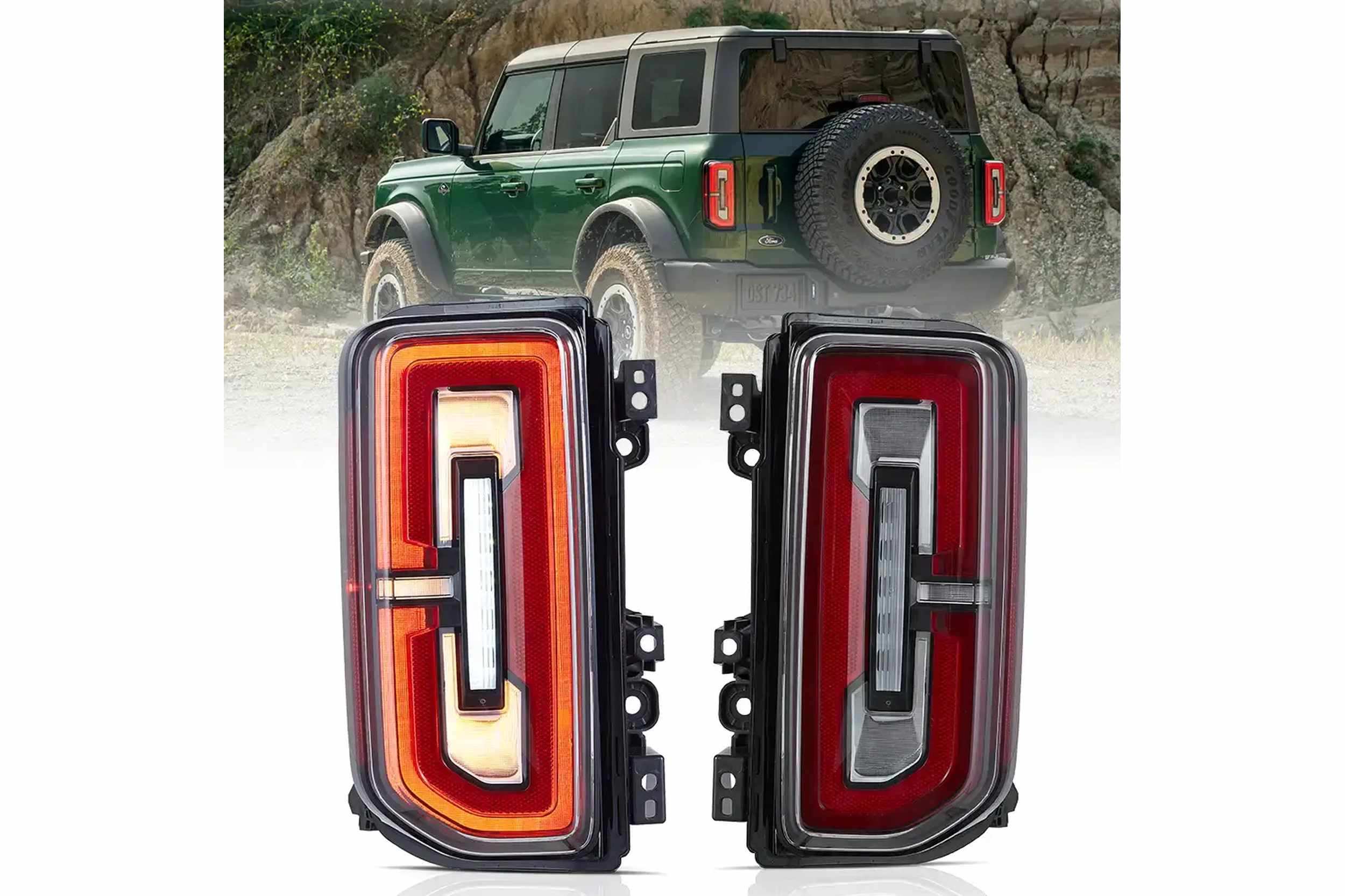 21-24 Ford Bronco: LED Tail Lights - Red/Clear photo 2