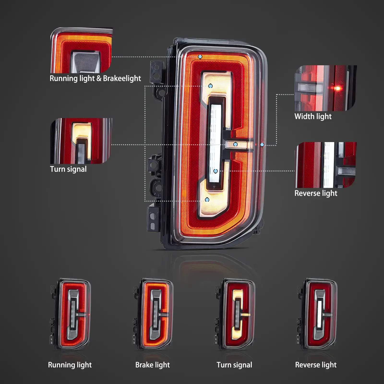 21-24 Ford Bronco: LED Tail Lights - Red/Clear photo 4