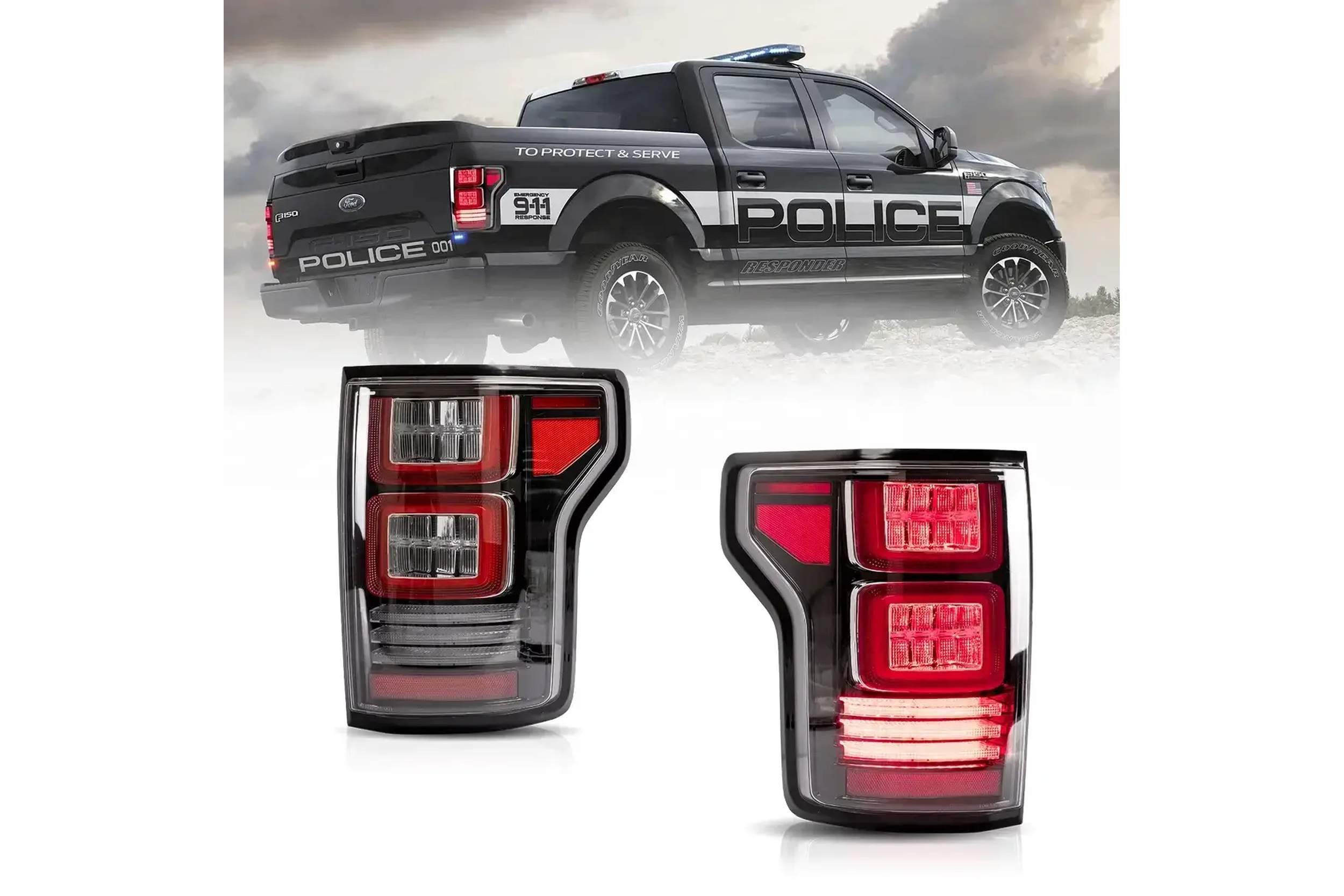 15-20 Ford F-150: LED Tail Lights - Clear/Red photo 2