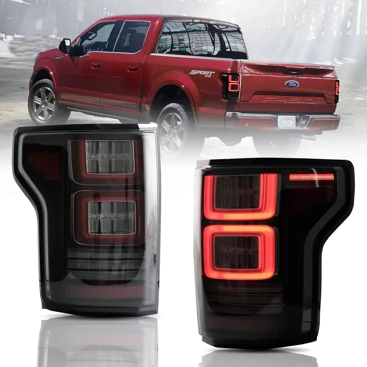 15-20 Ford F-150: LED Tail Lights - Clear/Red photo 3