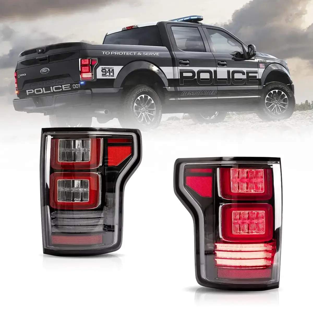 15-20 Ford F-150: LED Tail Lights - Smoked/Red photo 3
