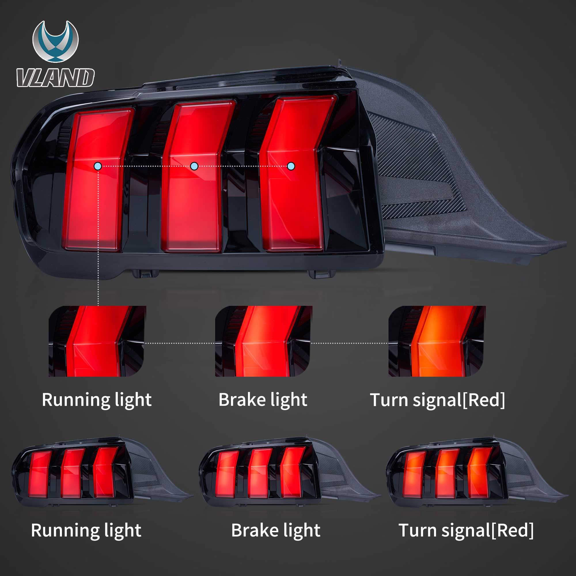 24-26 Ford Mustang: LED Tail Lights - Red/Clear photo 4
