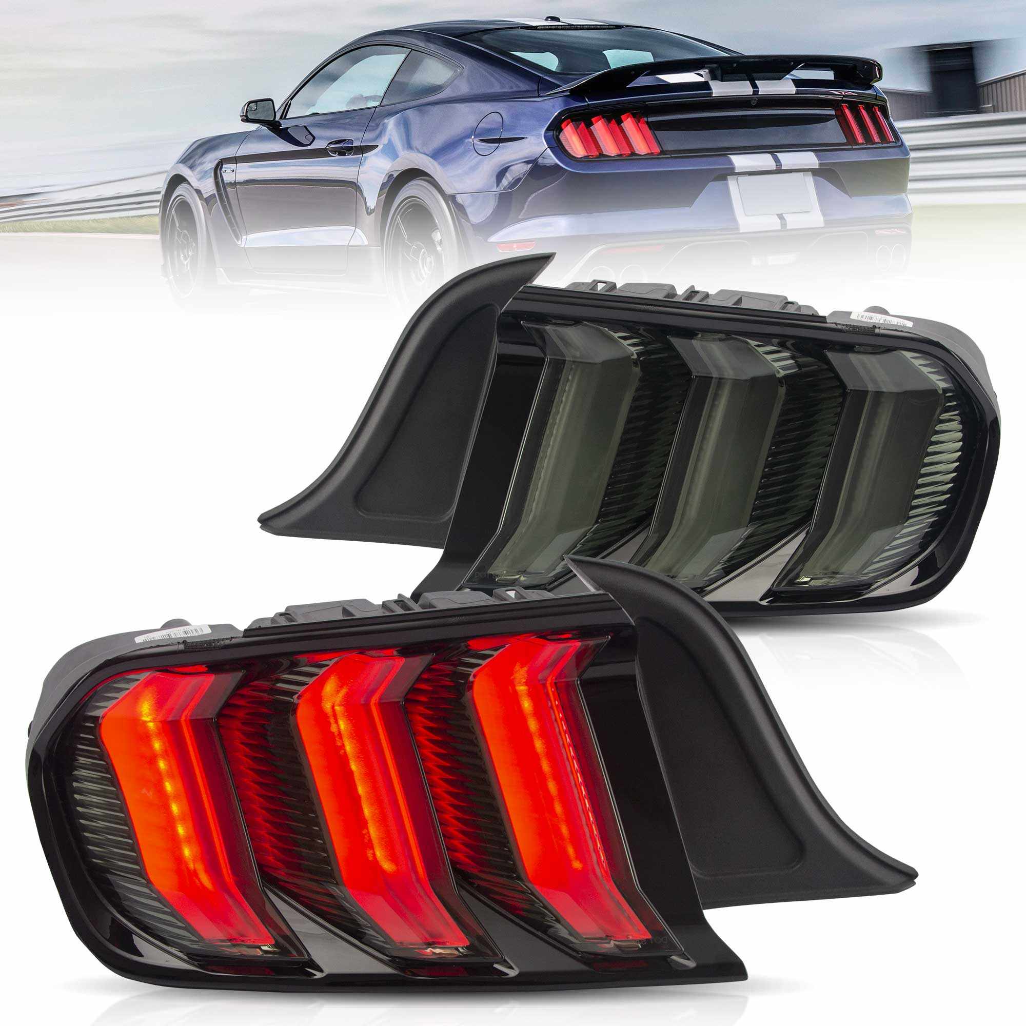 15-23 Ford Mustang: LED Tail Lights - Red/Clear photo 3