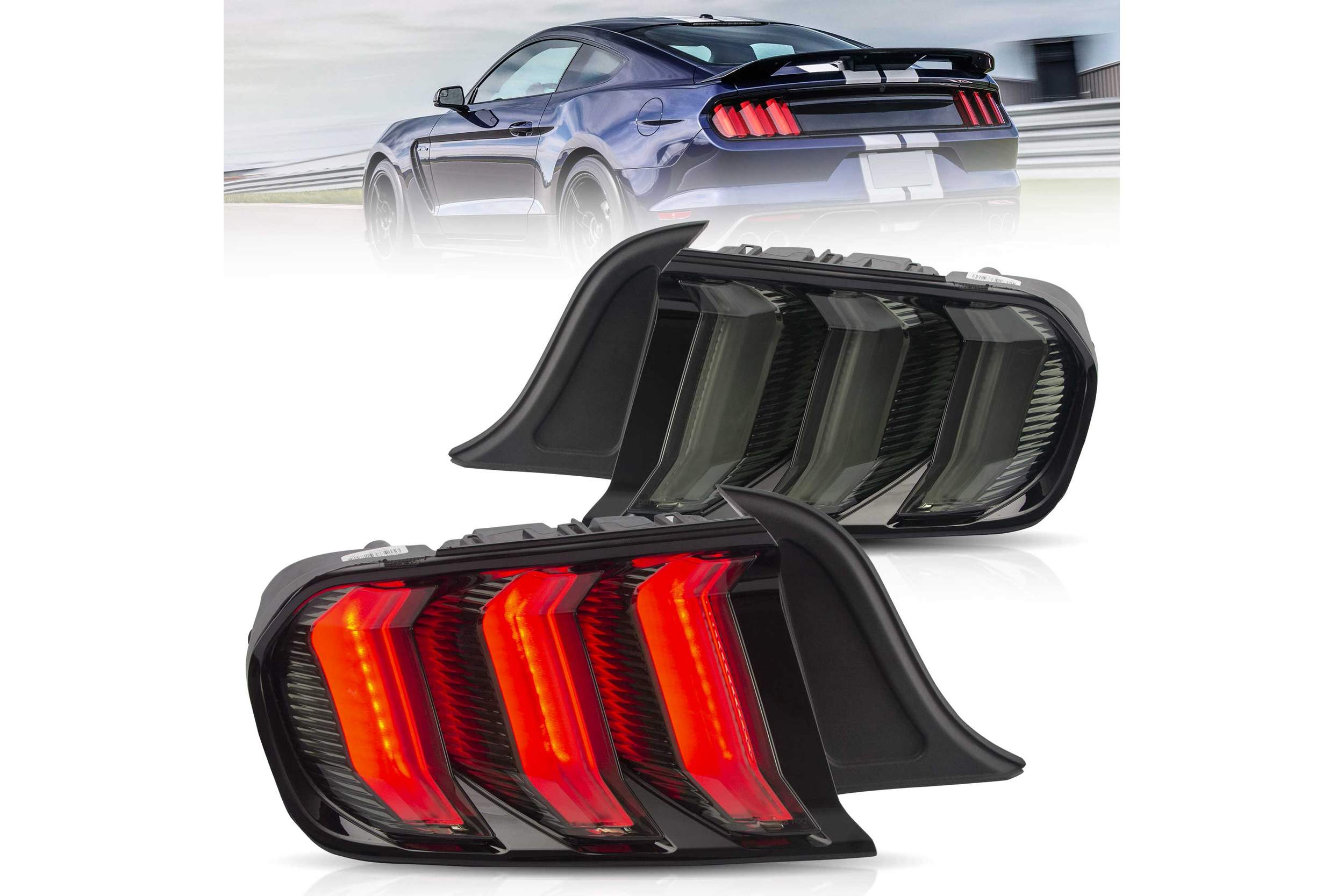15-23 Ford Mustang: LED Tail Lights - Red/Smoked photo 2