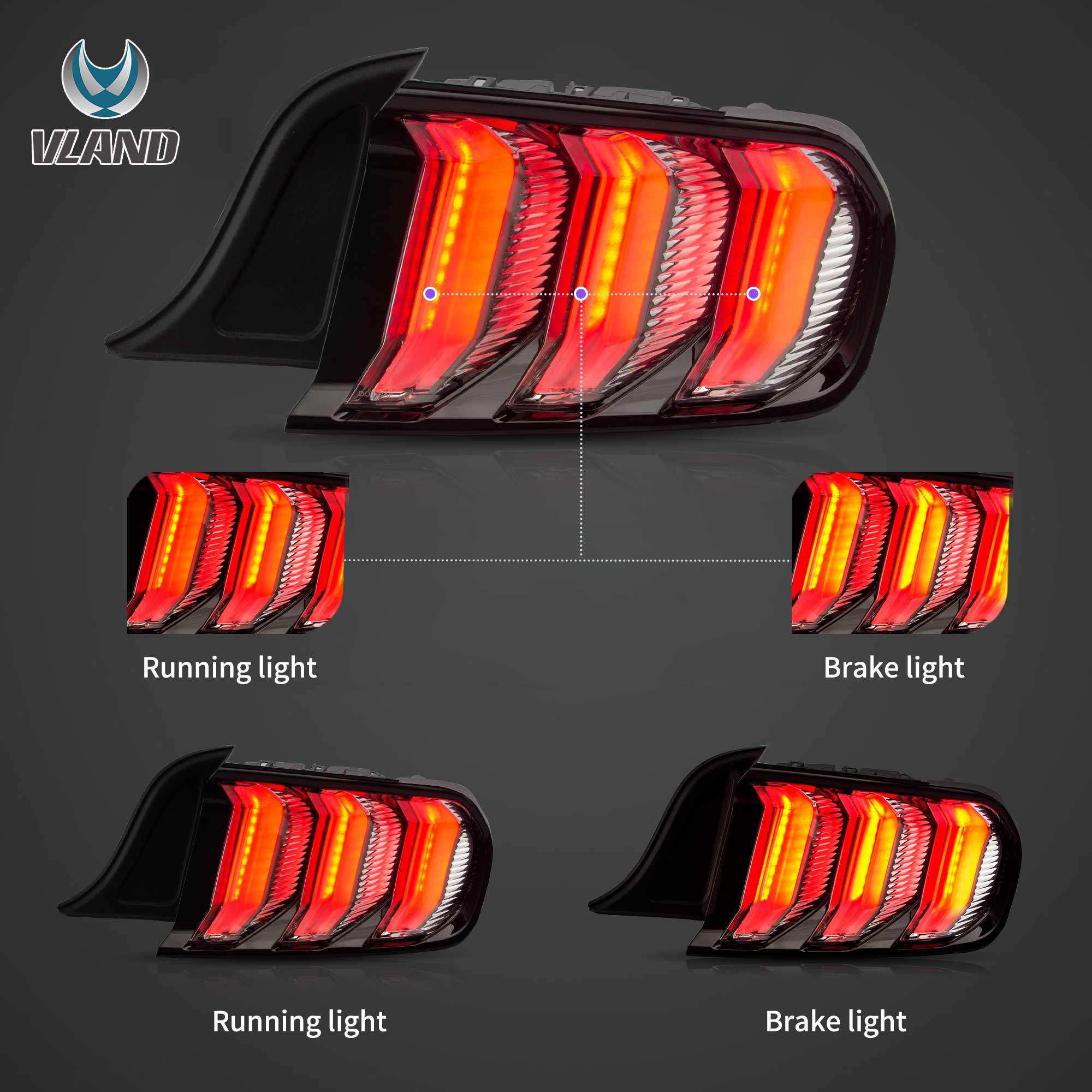 15-23 Ford Mustang: LED Tail Lights - Red/Smoked photo 3