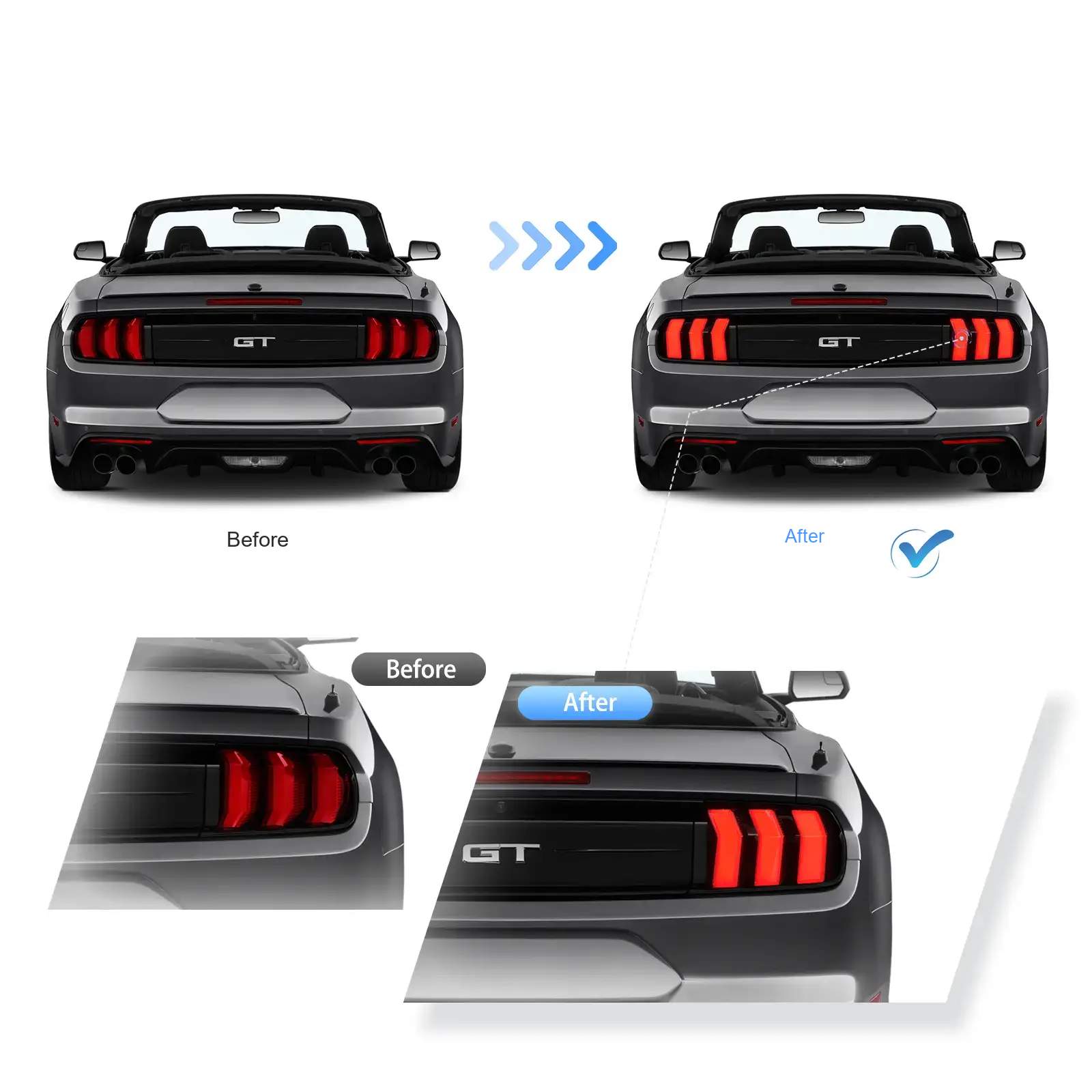 15-23 Ford Mustang: LED Tail Lights - Clear photo 4