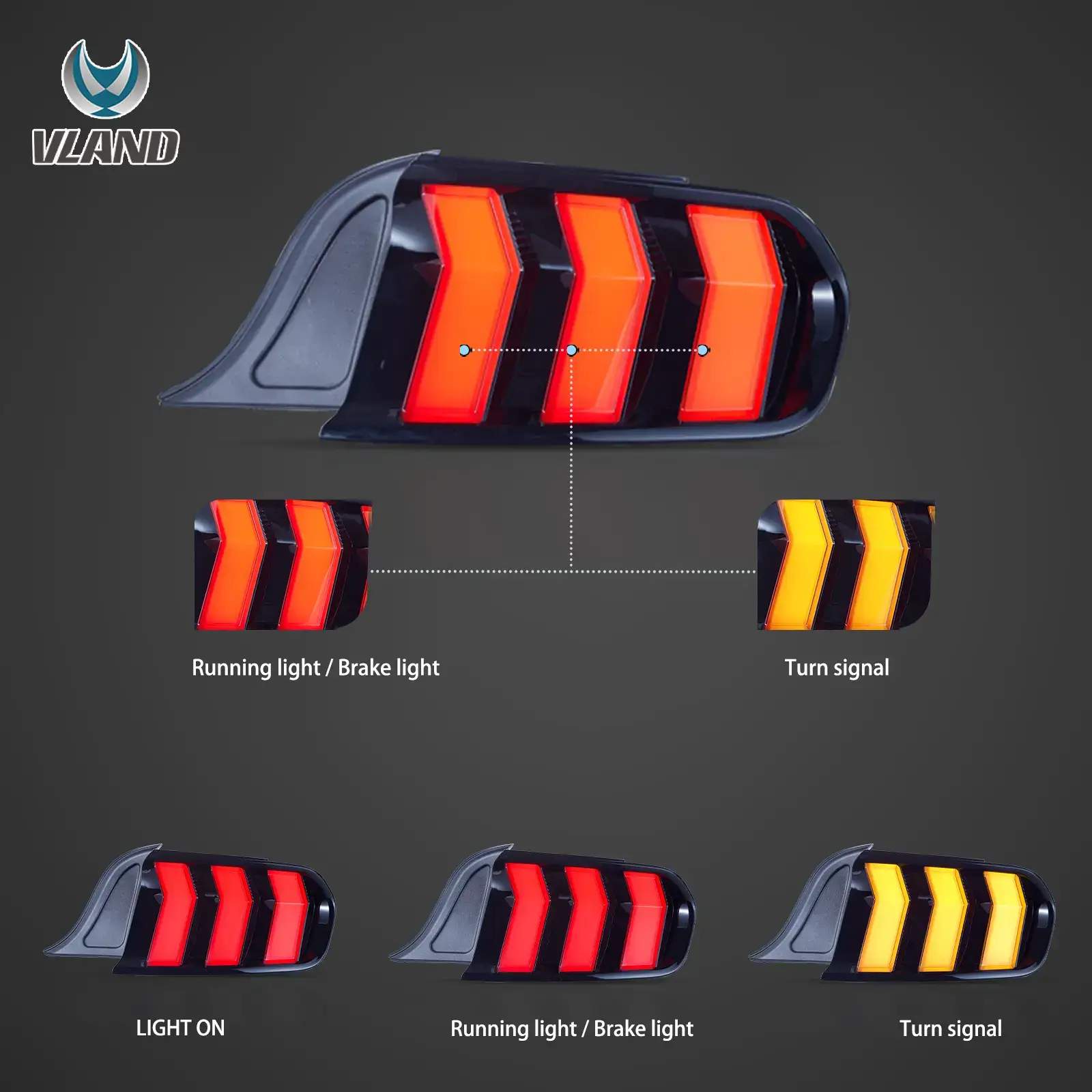 15-23 Ford Mustang: LED Tail Lights - Smoked photo 4