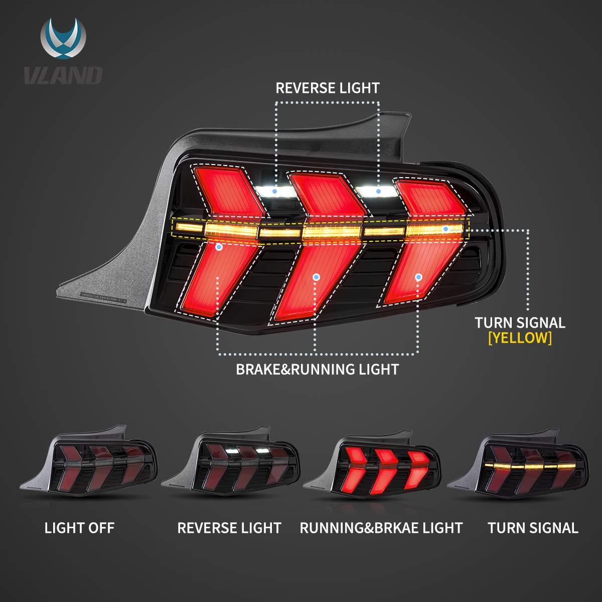 10-12 Ford Mustang: Tail Lights - Amber Smoked photo 4