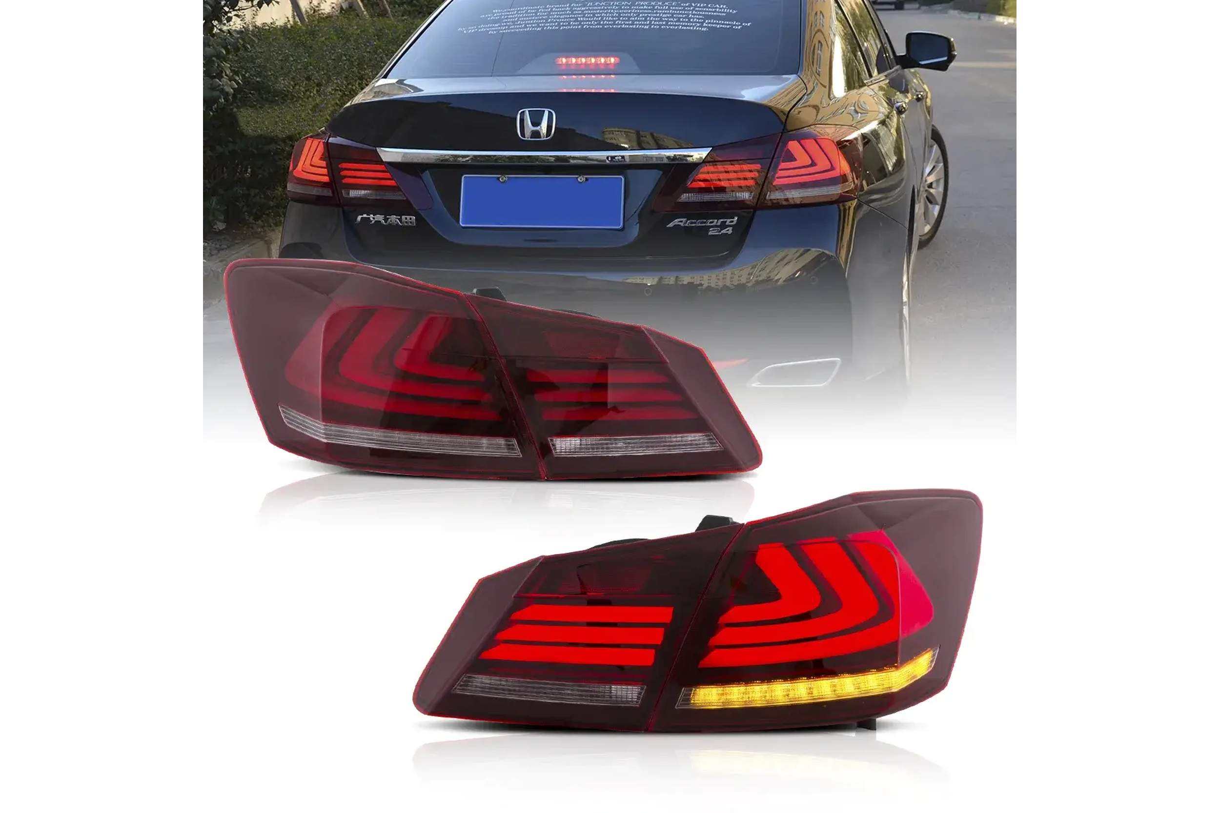 13-17 Honda Accord: LED Tail Lights - Red/Clear photo 2