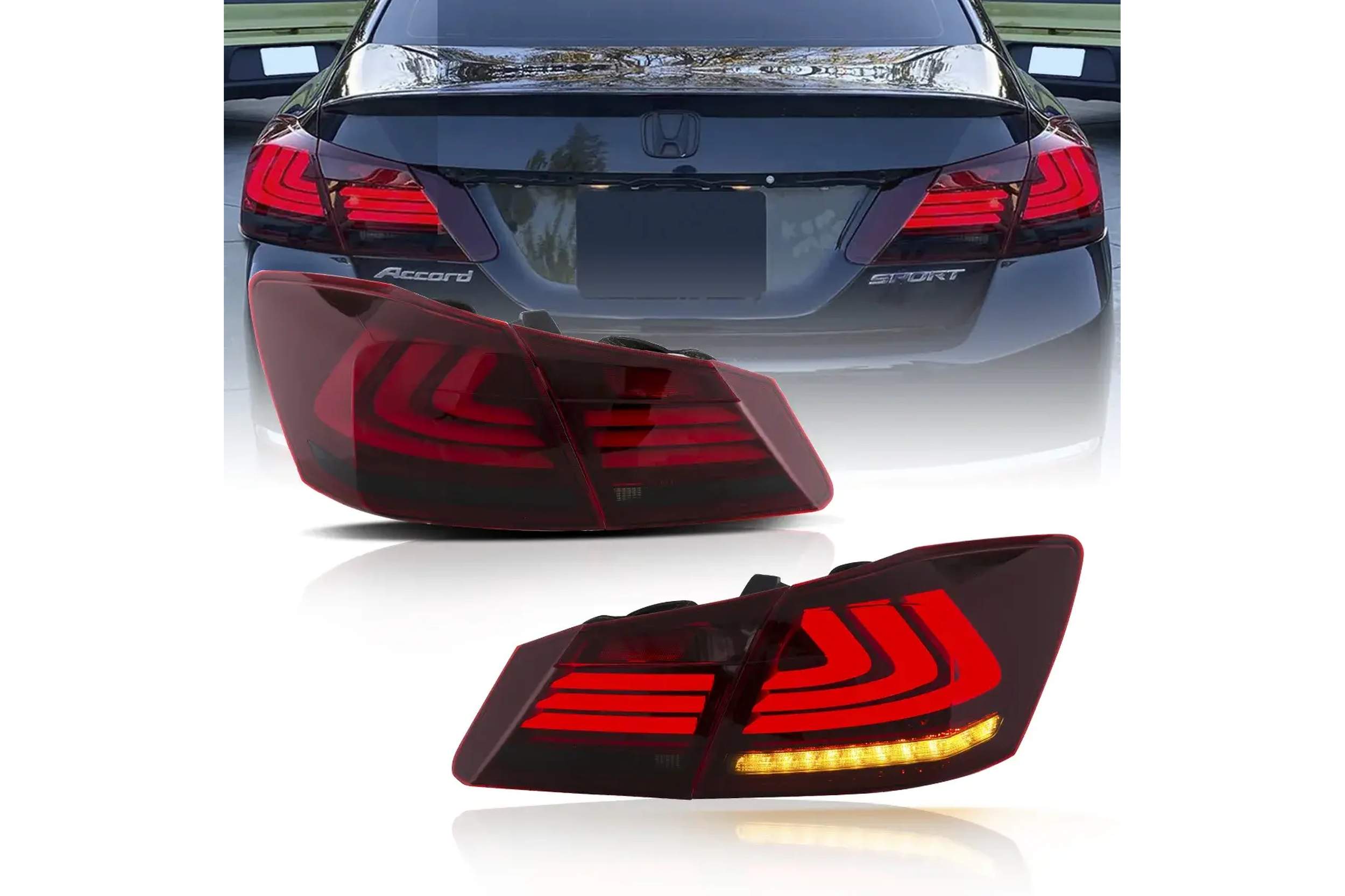 13-17 Honda Accord: LED Tail Lights - Red/Smoked photo 2