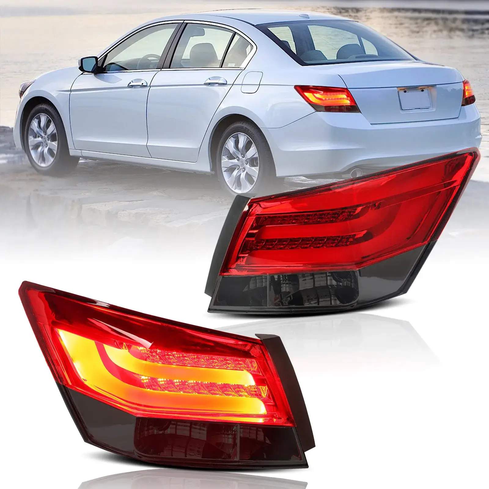 08-12 Honda Accord: LED Tail Lights 2-Piece - Amber/Red/Clear photo 4