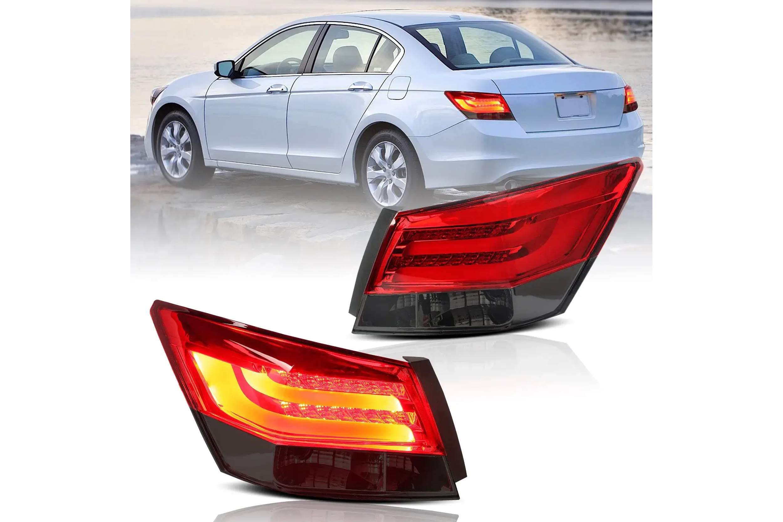 08-12 Honda Accord: LED Tail Lights 2-Piece - Amber/Red/Smoked photo 2