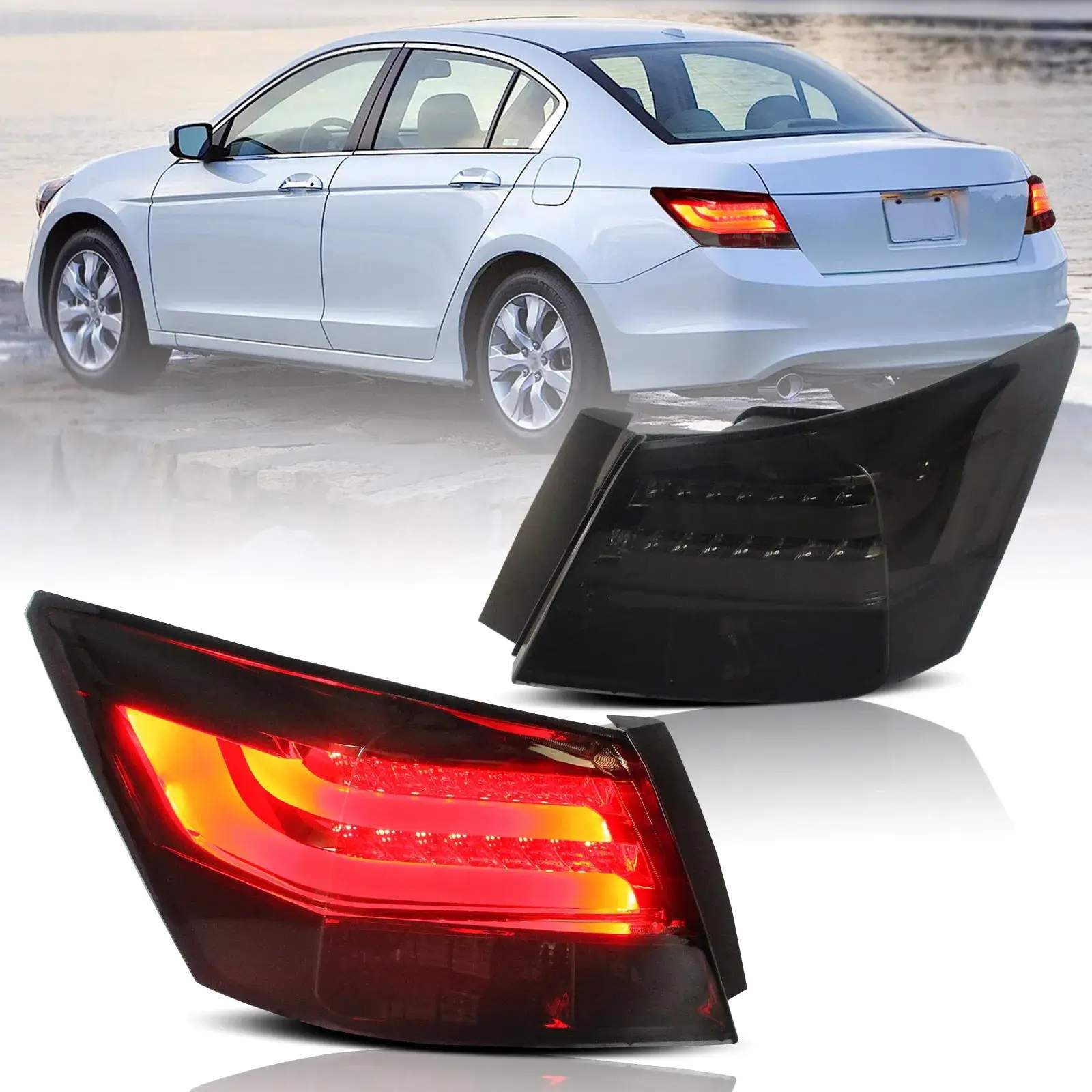 08-12 Honda Accord: LED Tail Lights 2-Piece - Amber/Red/Smoked photo 3