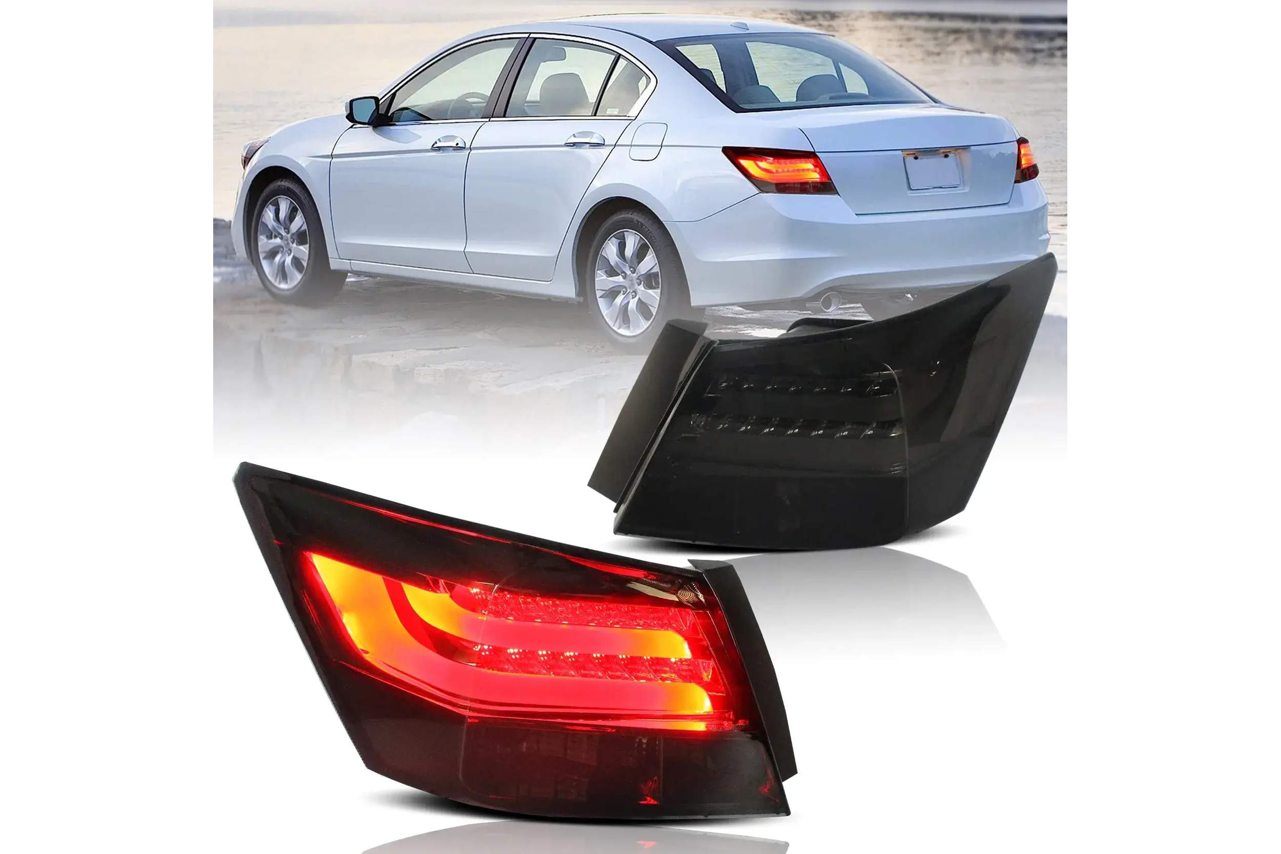 08-12 Honda Accord: LED Tail Lights 2-Piece - Amber/Smoked photo 2