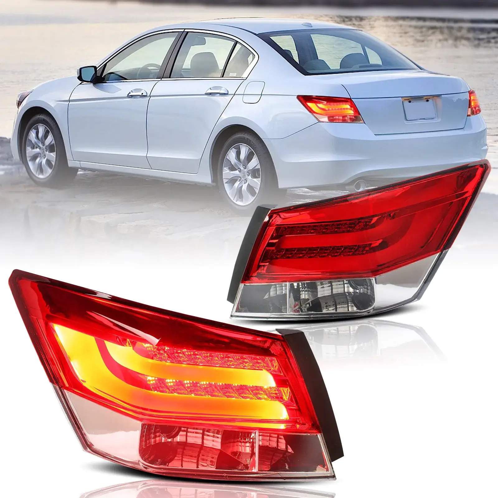 08-12 Honda Accord: LED Tail Lights 2-Piece - Amber/Smoked photo 3