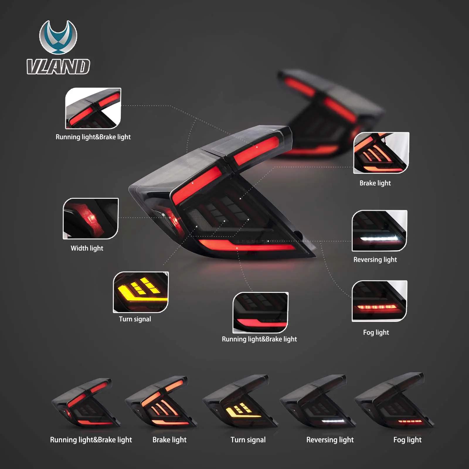 18-21 Honda Civic: LED Tail Lights V2 - Smoked photo 3